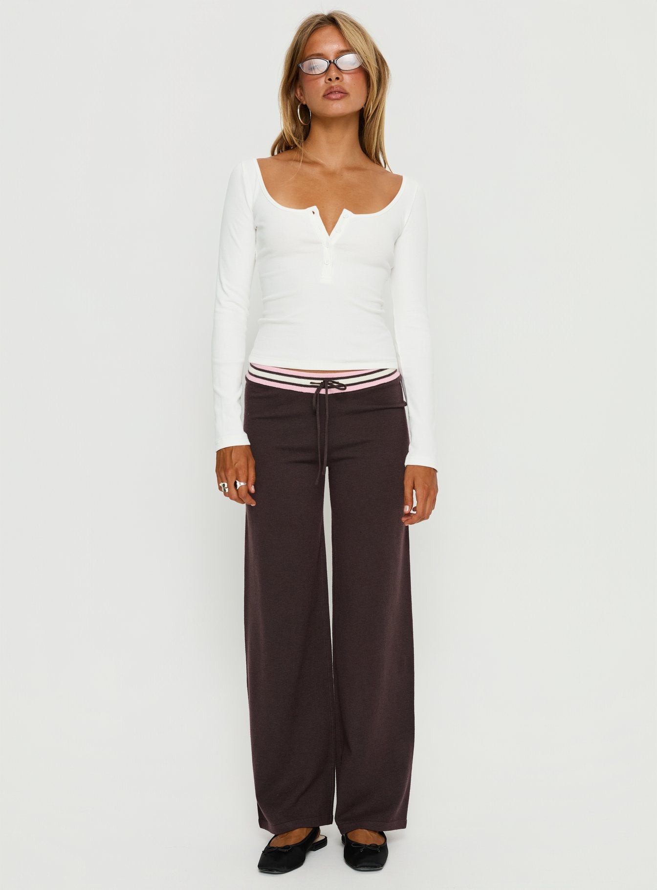 Keslie Long Sleeve Henley Top White - Image 7