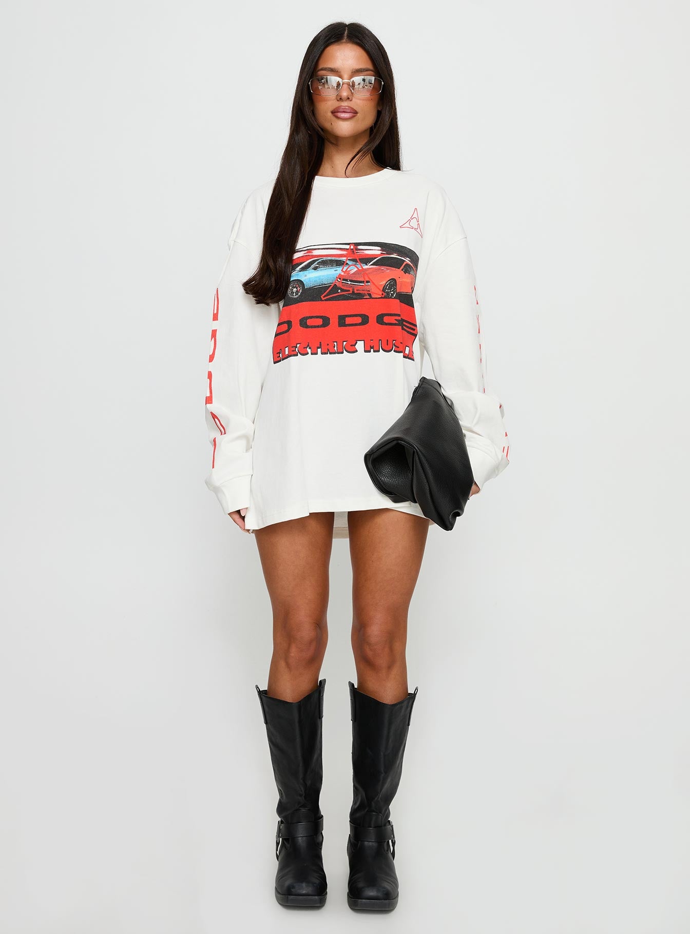 Dodge Electric Muscle Long Sleeve Graphic Top White - Image 7