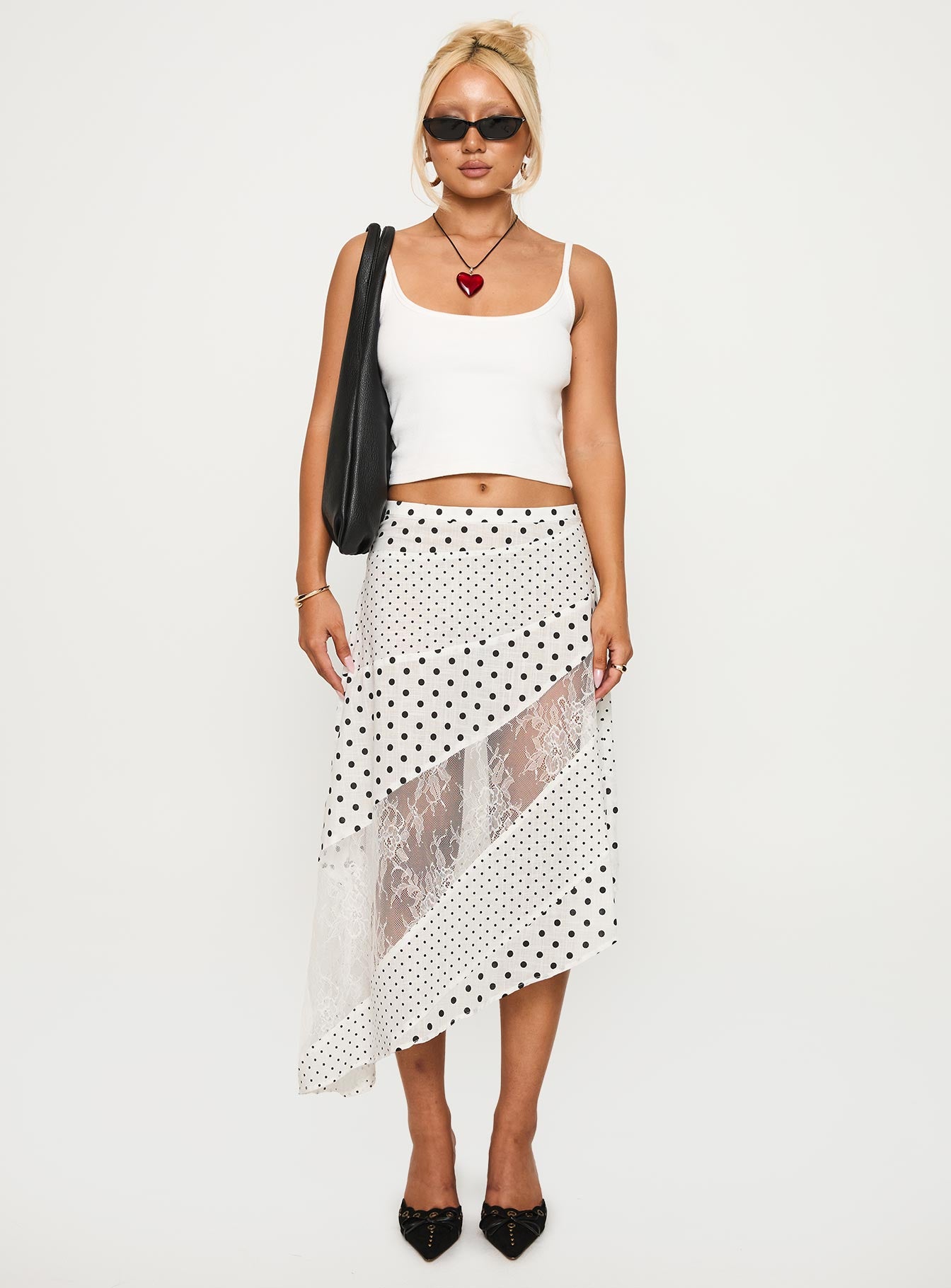 Rennar Maxi Skirt White Polka Dot Petite - Image 2