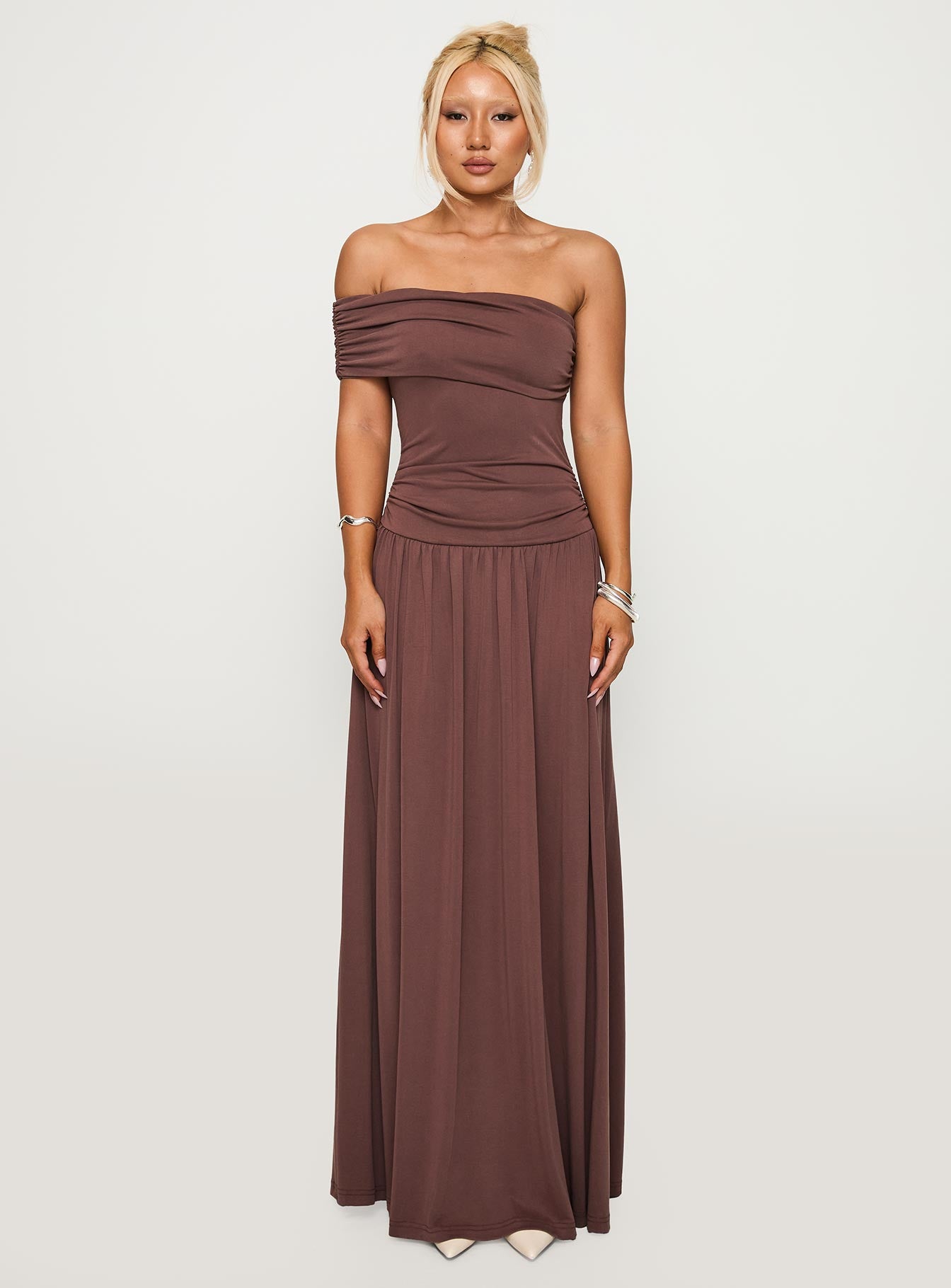 Decadence Strapless Maxi Dress Brown - Image 7