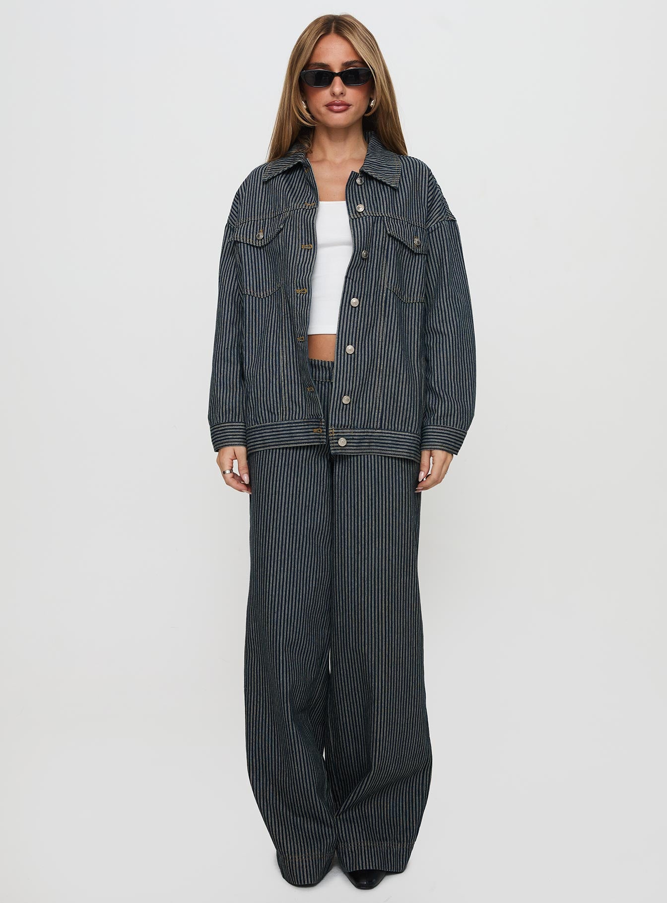 Actually Invested Low Rise Pants Denim Stripe - Image 8
