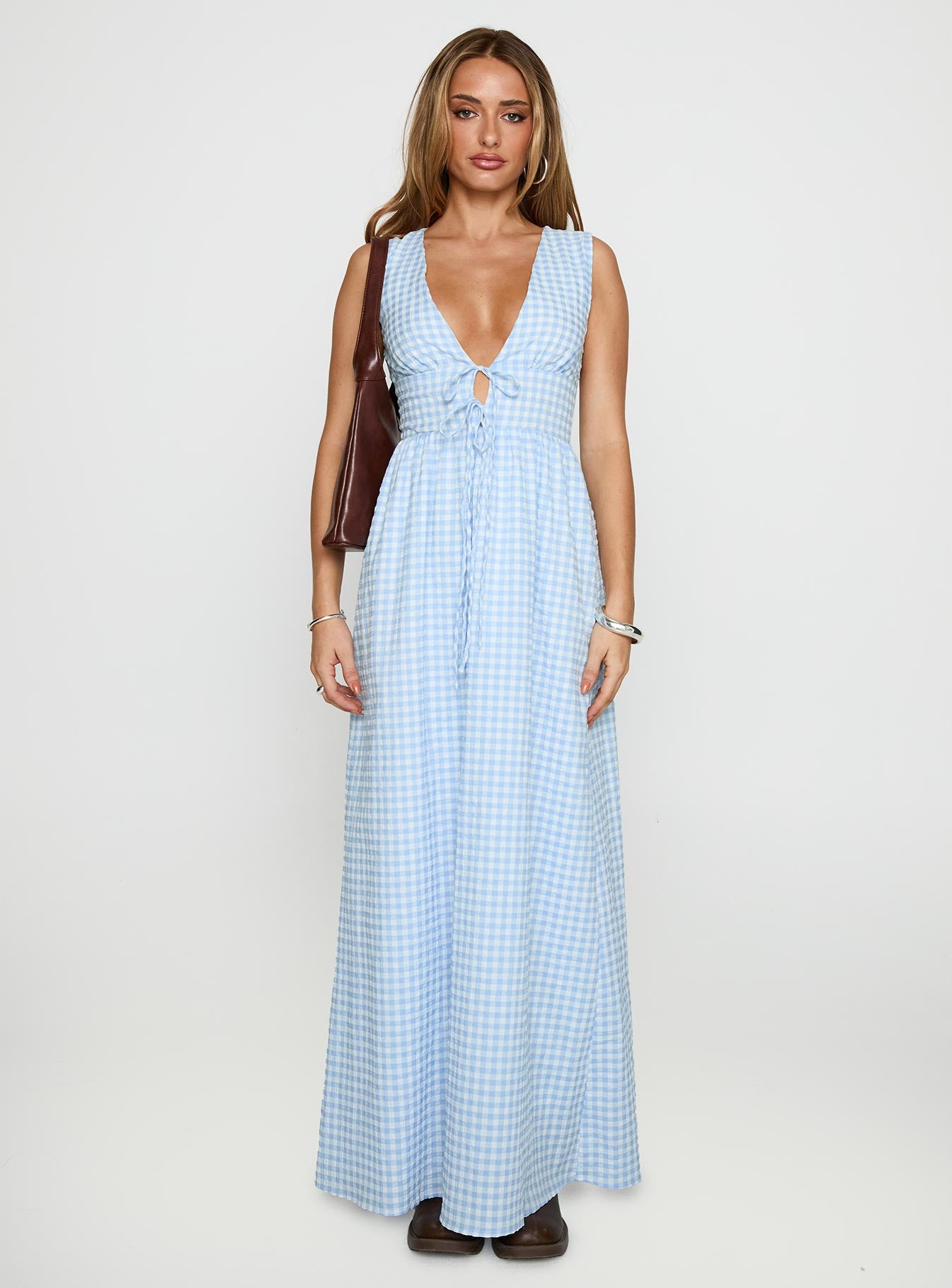 Pokey Maxi Dress Blue Check - Image 6