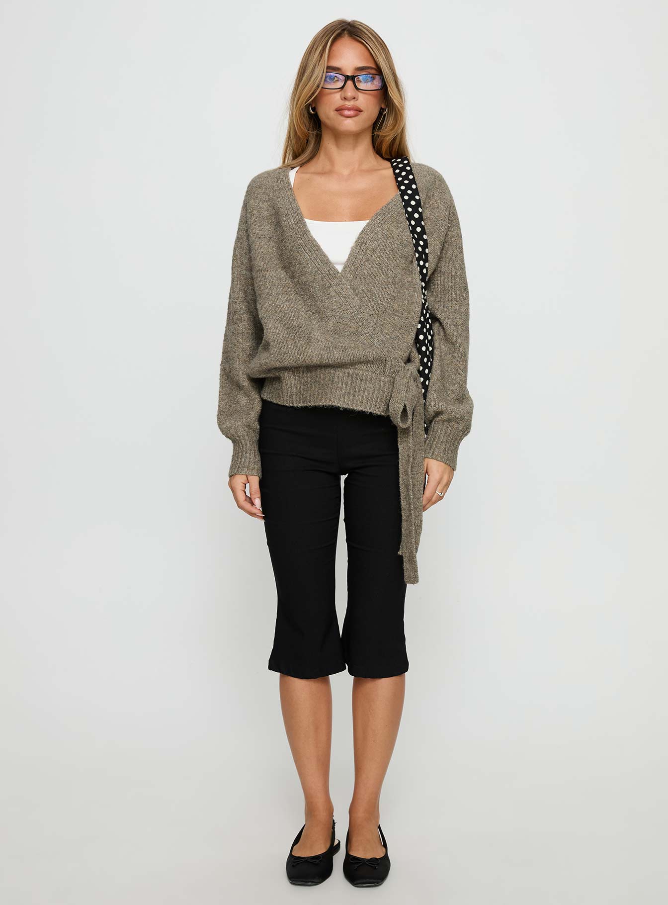 Daelan Wrap Knit Cardigan Brown - Image 6