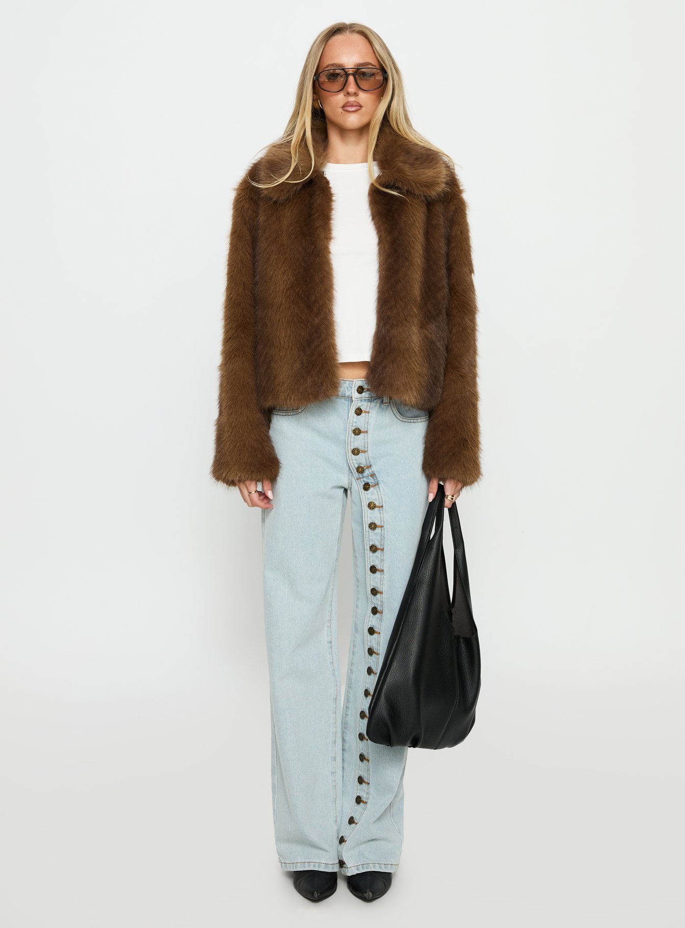 Dawnn Faux Fur Jacket Brown - Image 7