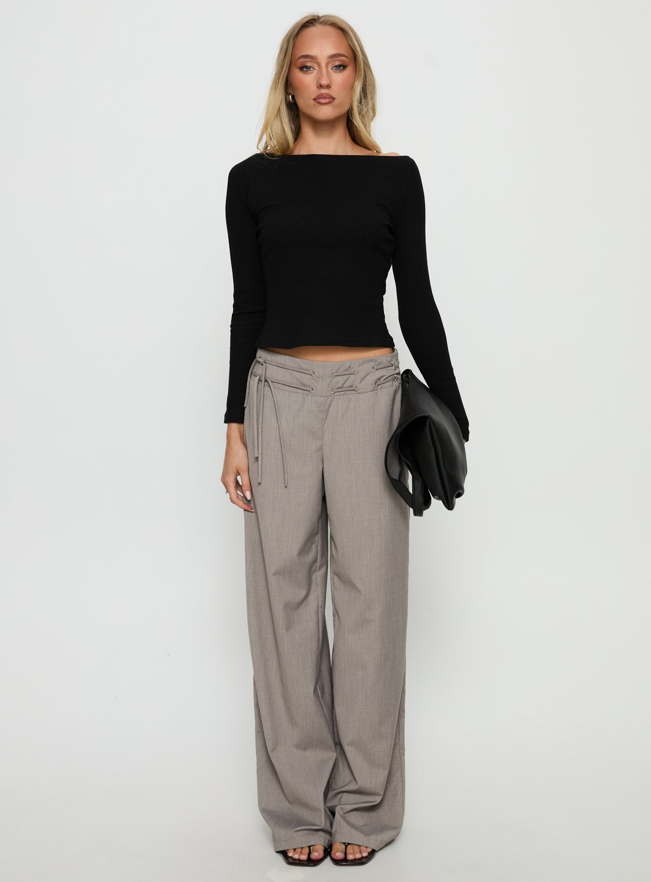 Tashana Long Sleeve Boat Neck Top Black - Image 6