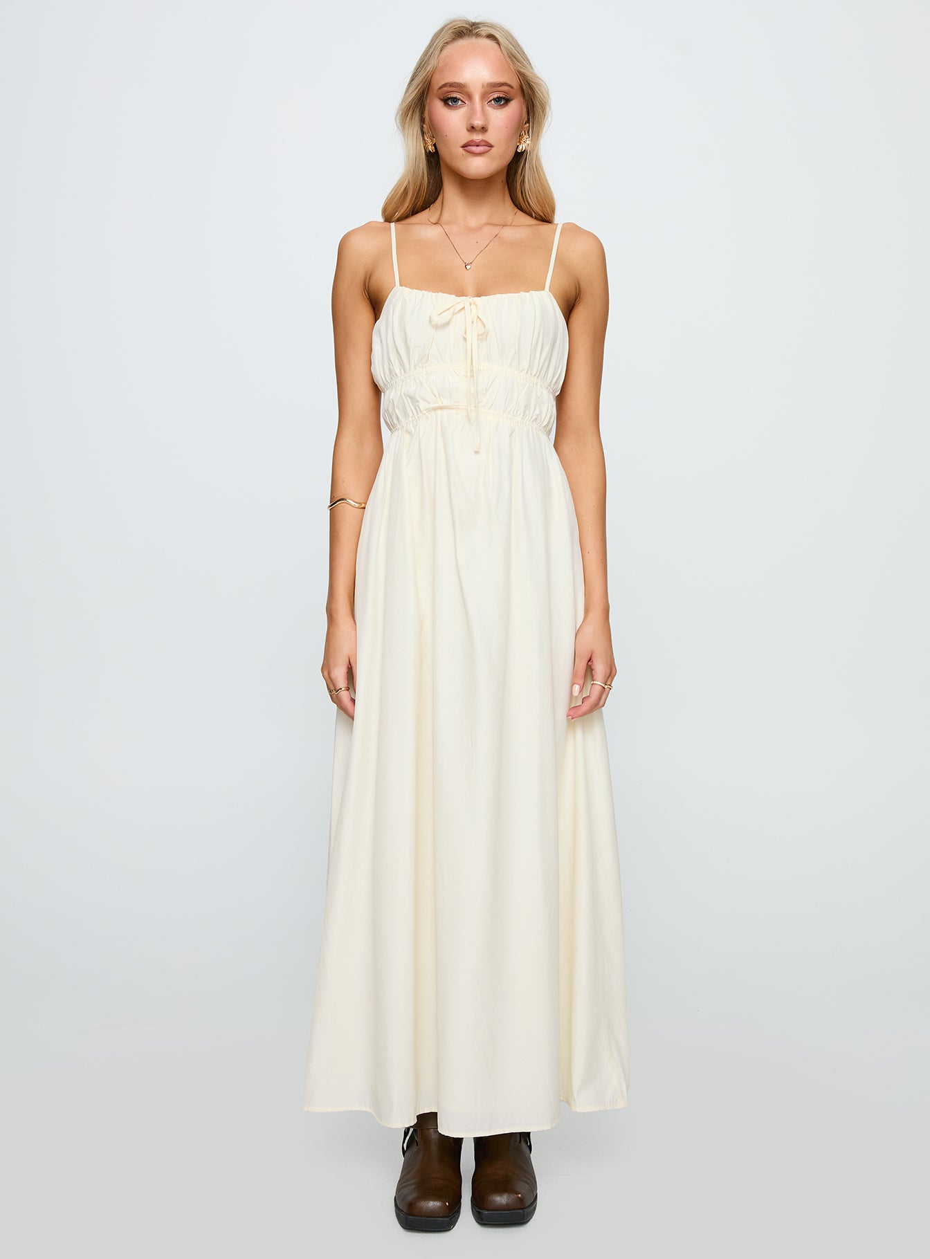 Violeta Tiered Maxi Dress Cream - Image 7