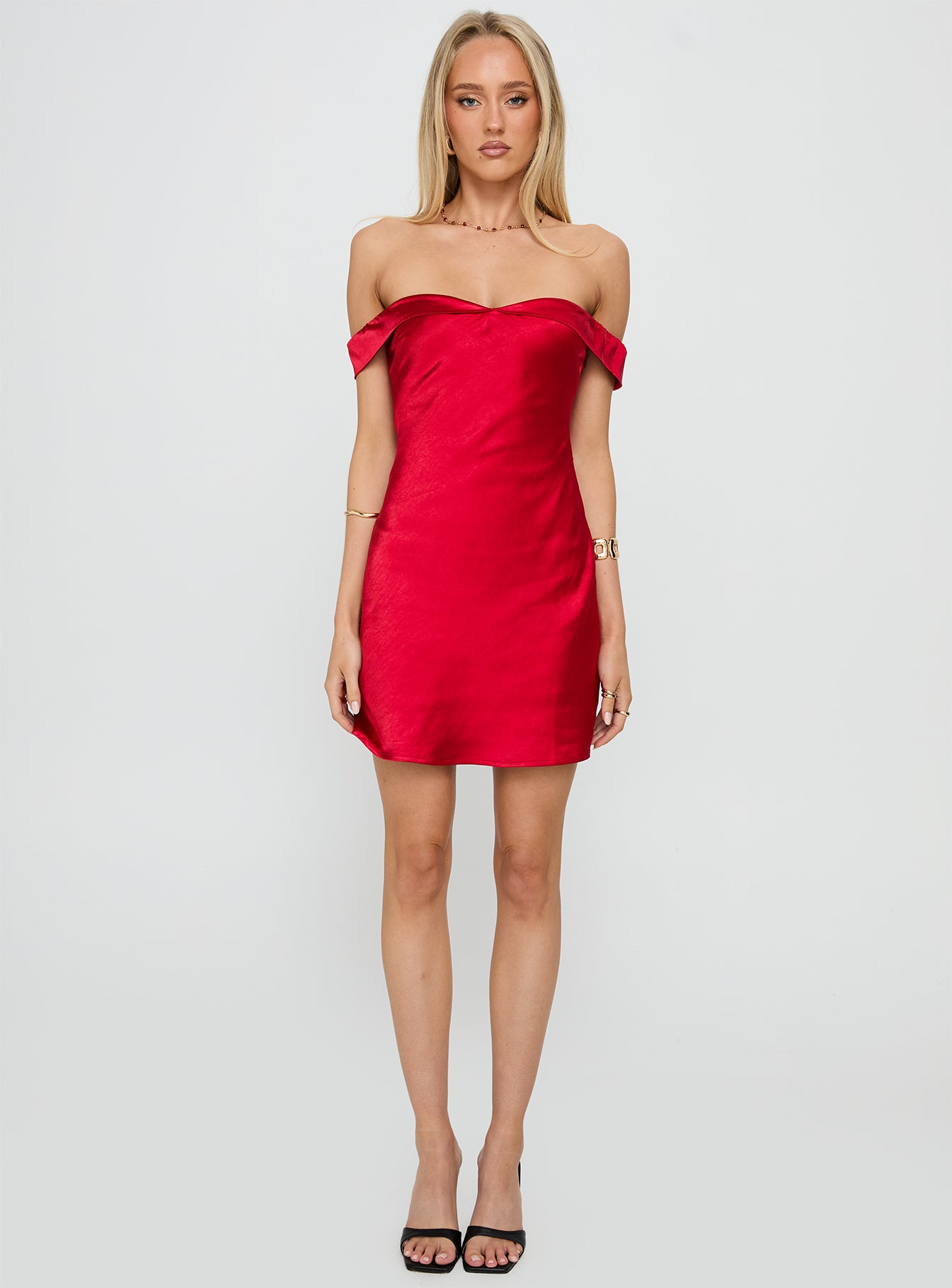 Alizae Off Shoulder Mini Dress Red - Image 7