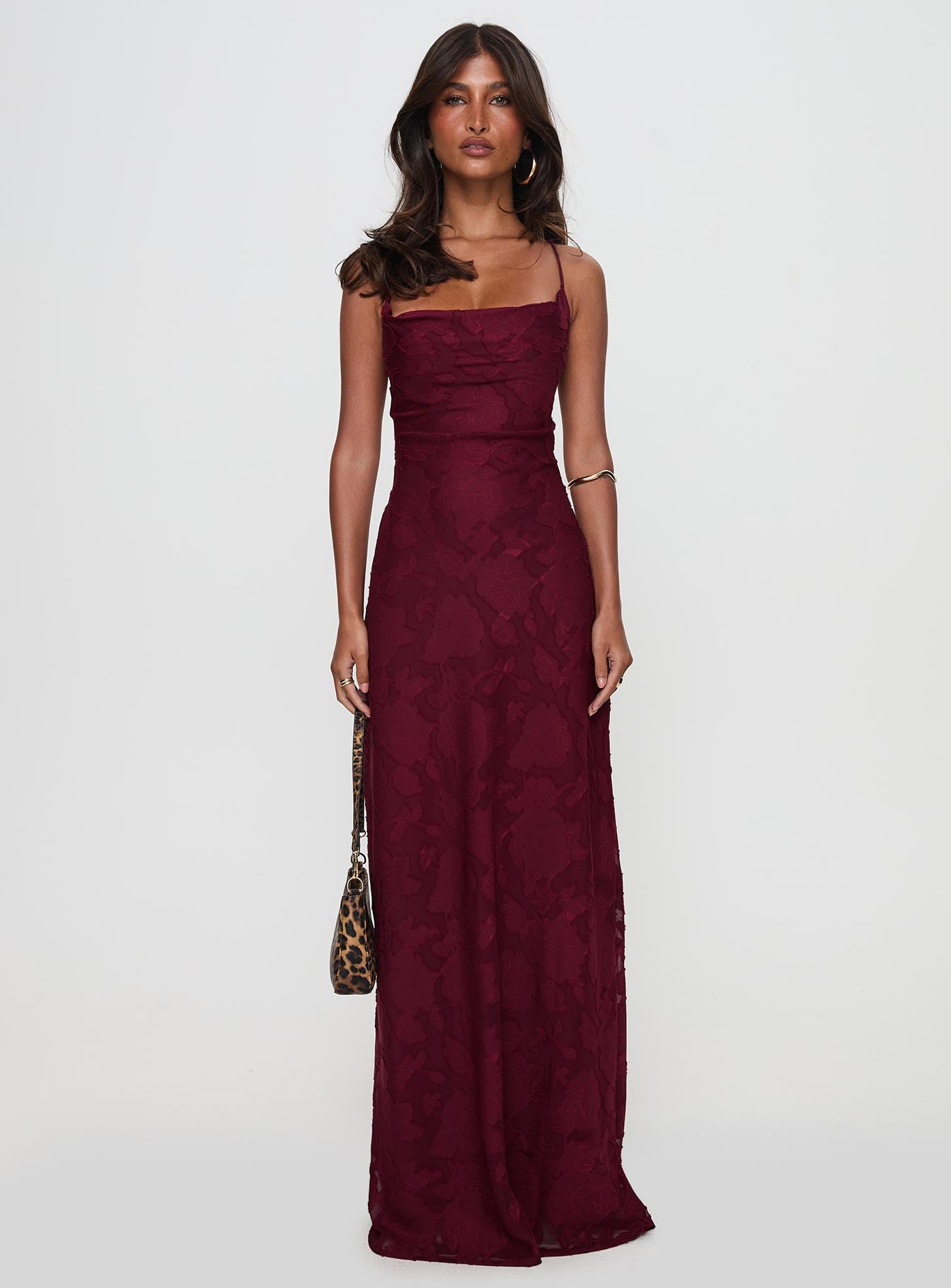 Celena Maxi Dress Burgundy Burnout - Image 6