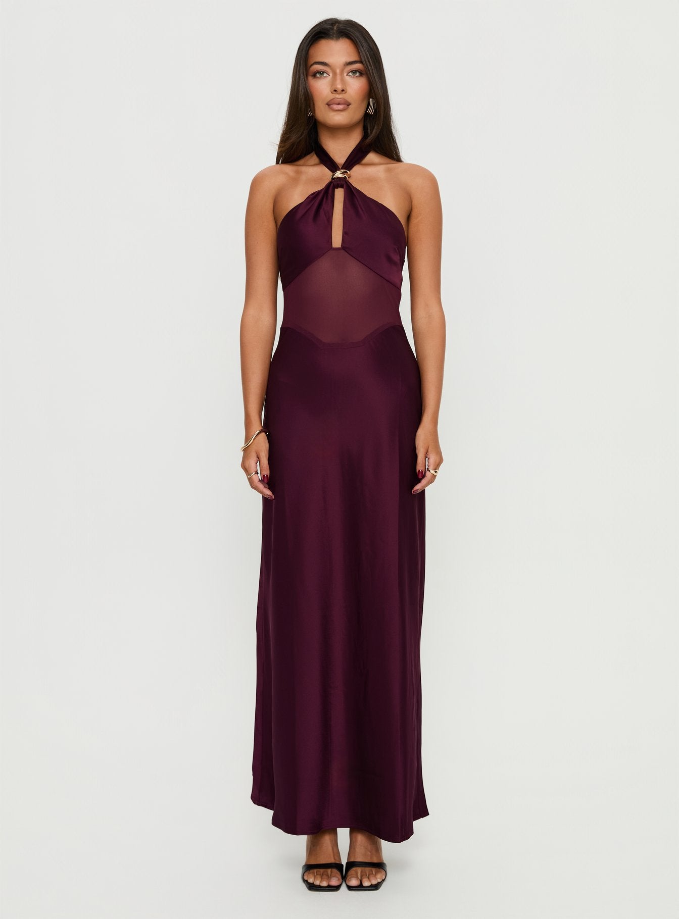Rosario Halter Sheer Maxi Dress Plum - Image 6