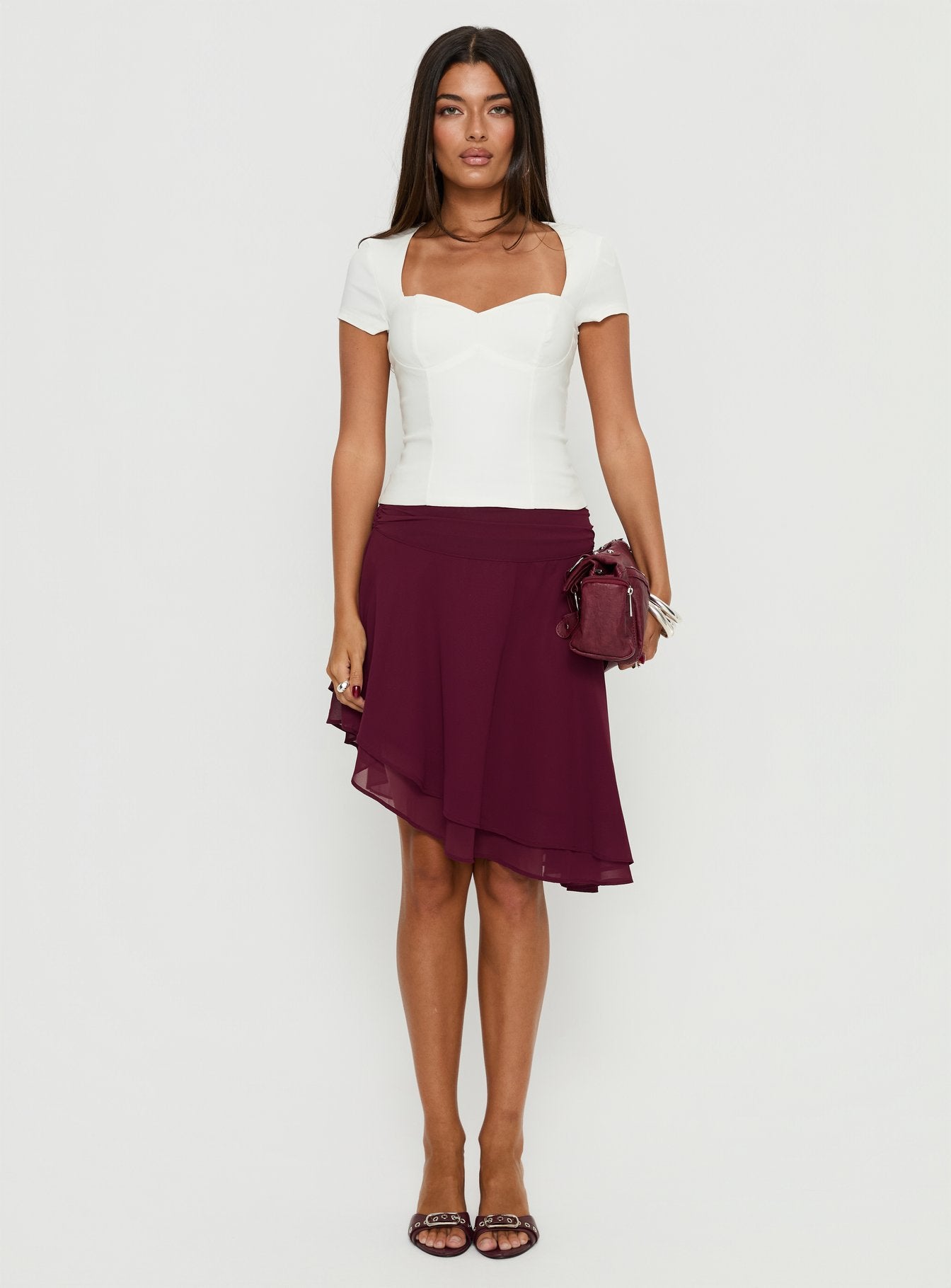Evanescence Asymmetrical Midi Skirt Cherry - Image 7