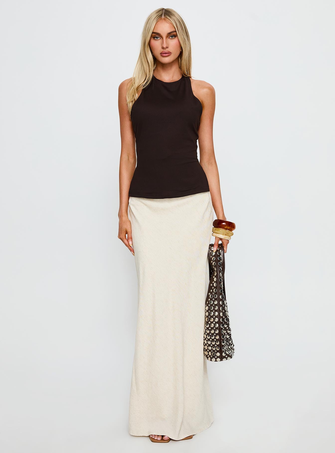 Harlene Back Detail Top Brown - Image 7