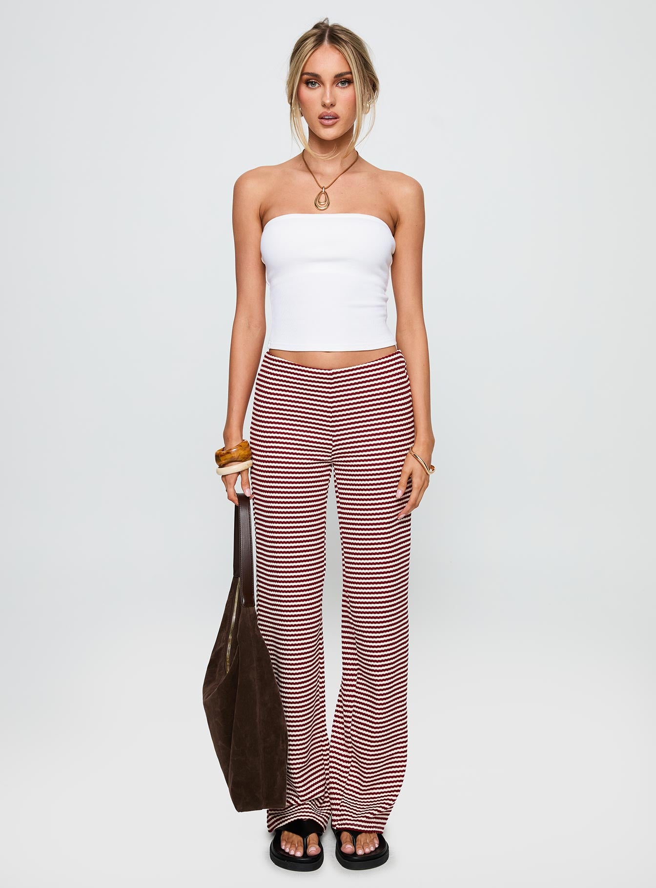 Next To Me Lounge Pant Red White Stripe - Image 7