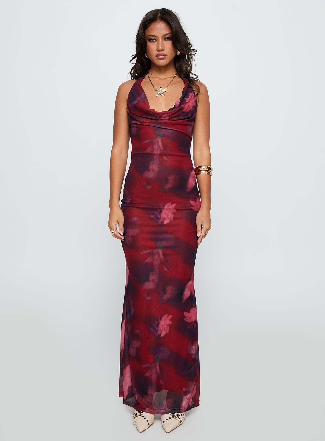 Vixyn Halter Maxi Dress Red Multi - Image 7