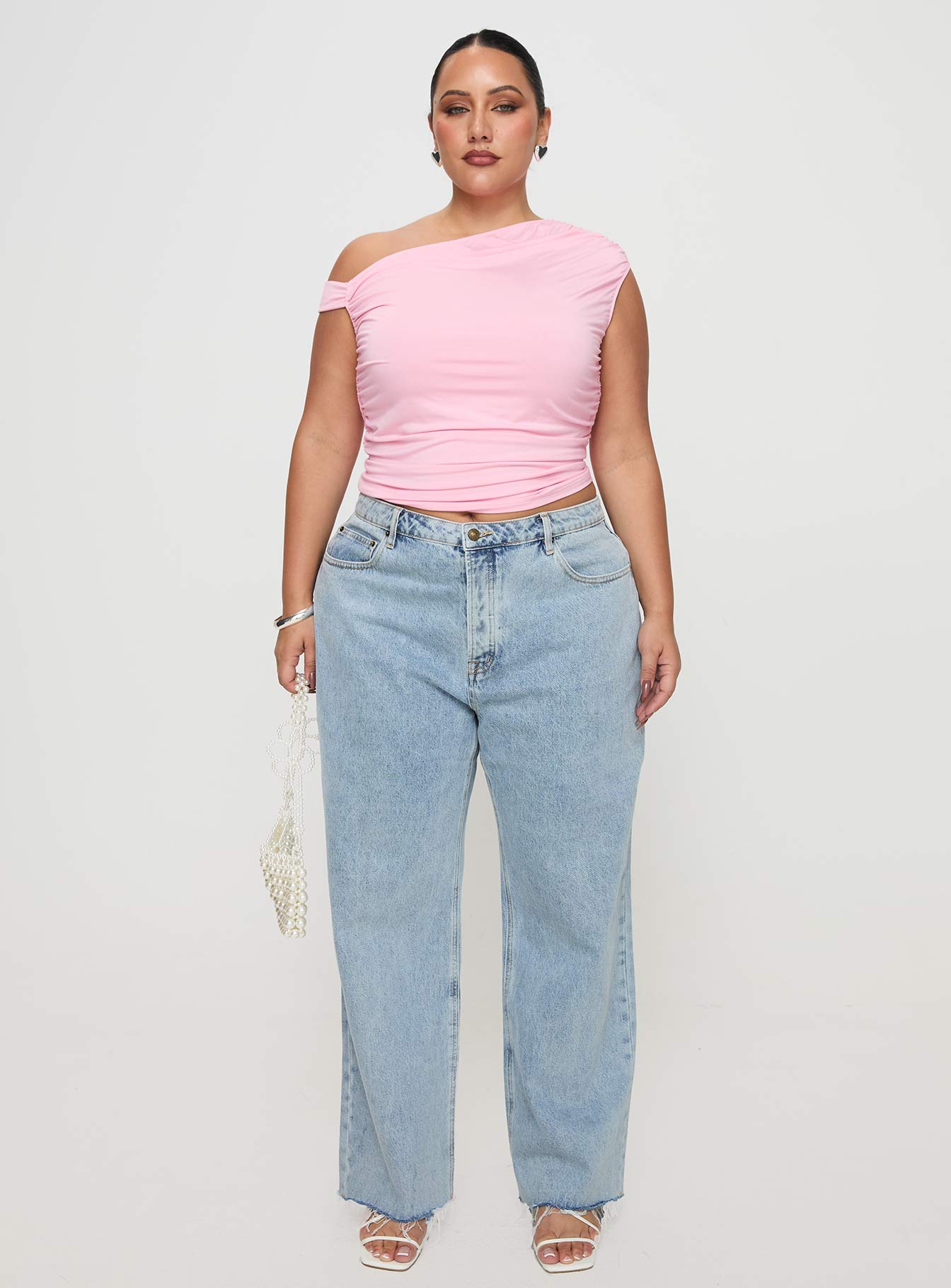 Fawcett High Rise Straight Leg Jeans Light Blue Wash Curve - Image 7