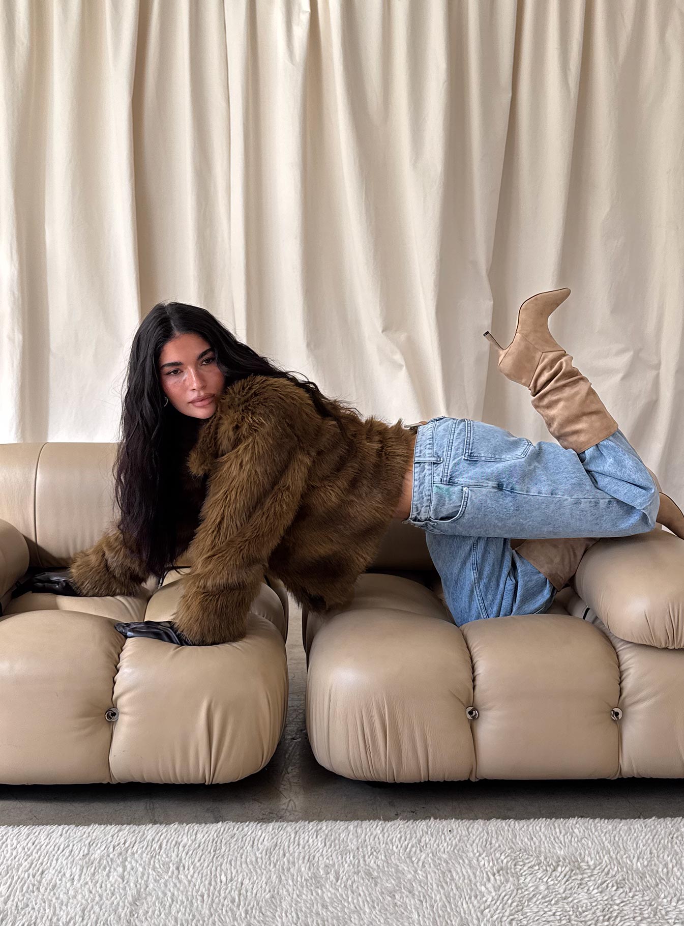 Dawnn Faux Fur Jacket Brown - Image 8