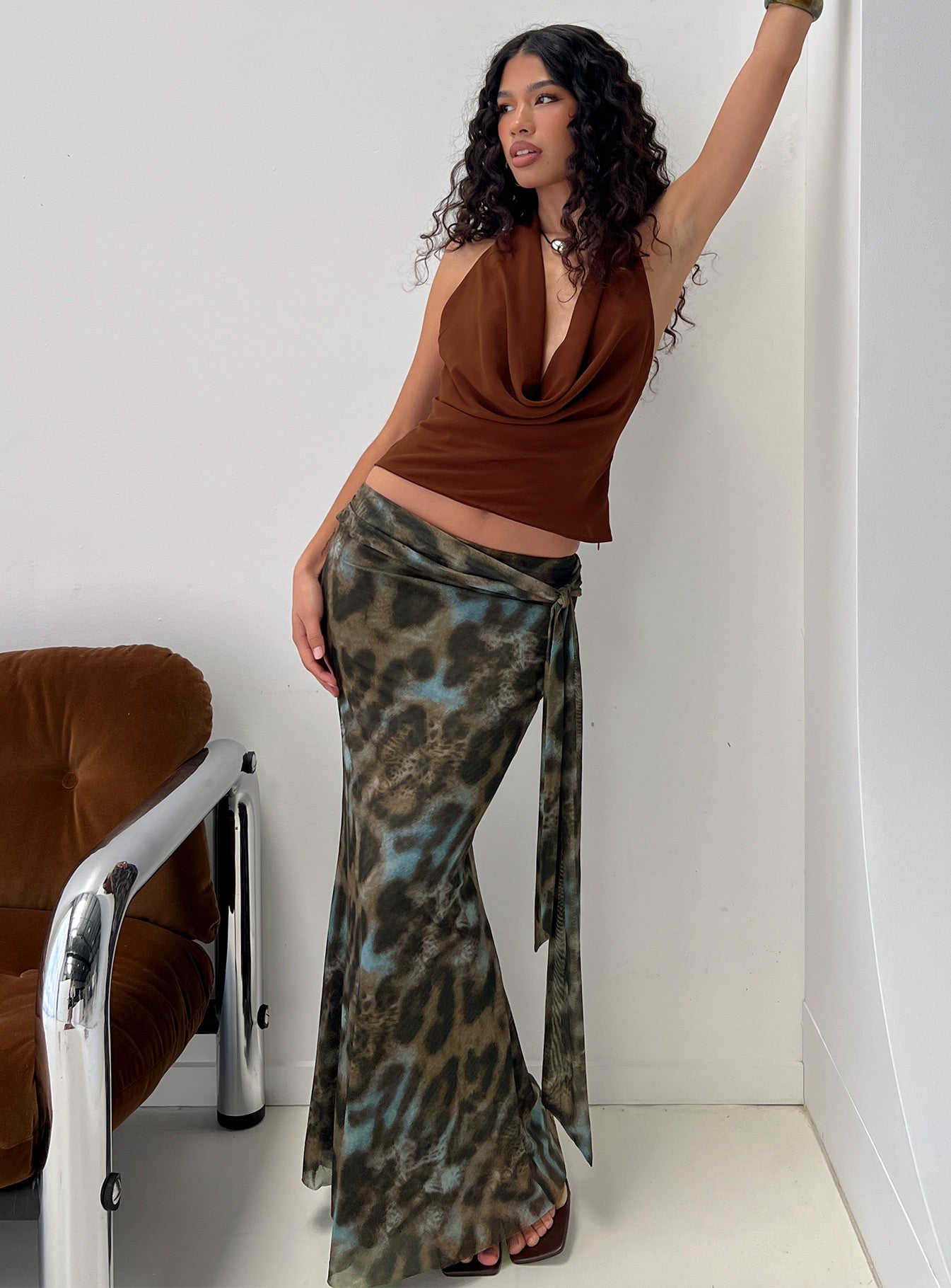 Caviar Tie Maxi Skirt Leopard - Image 8