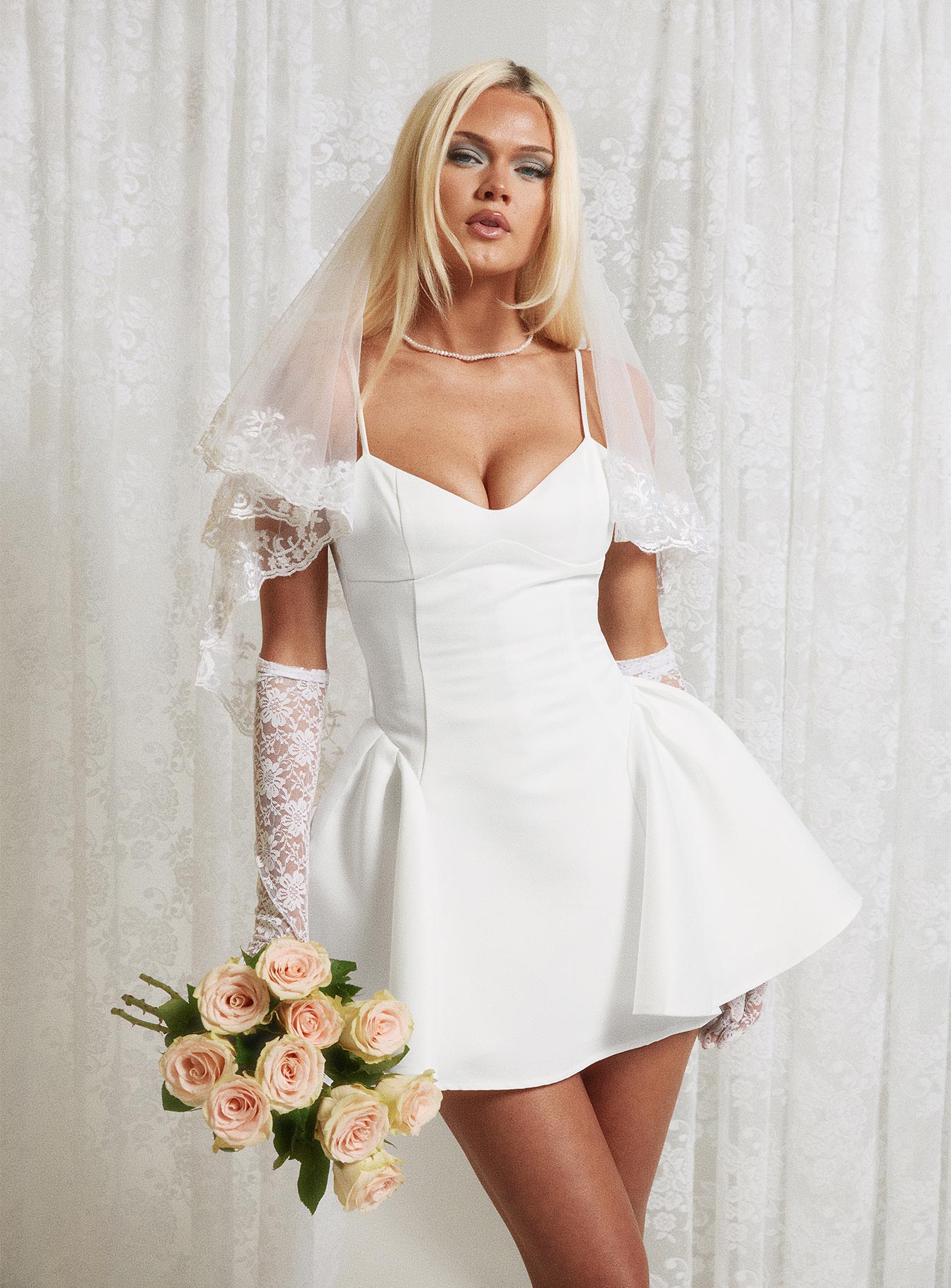 Alympia Pleat Mini Dress White - Image 9