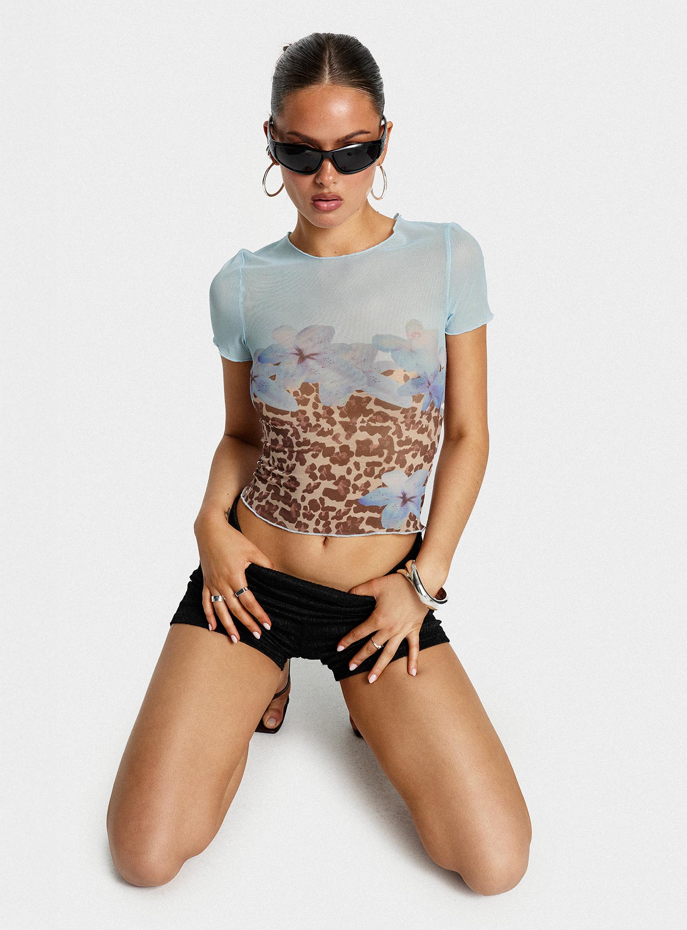 Pop Quiz Mesh Top Blue Leopard - Image 8