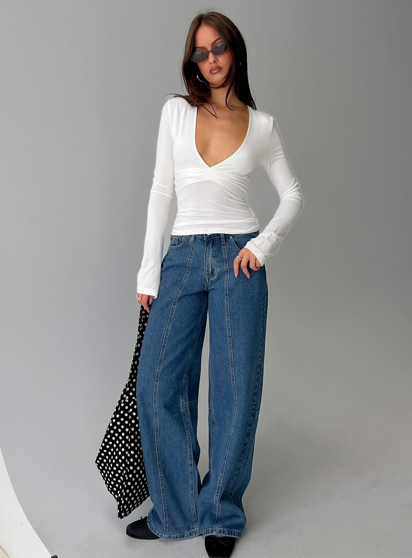 Madelon Long Sleeve Wrap Top White - Image 8