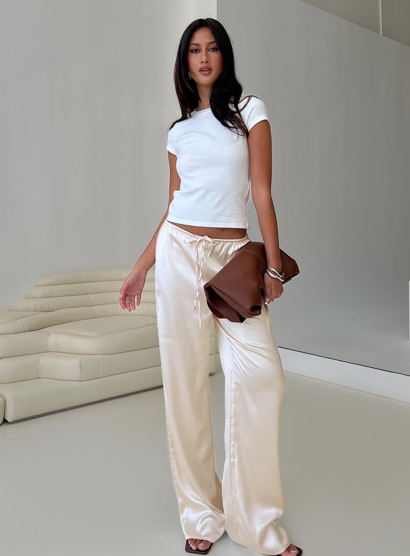 Soulstar Satin Pants Champagne - Image 9