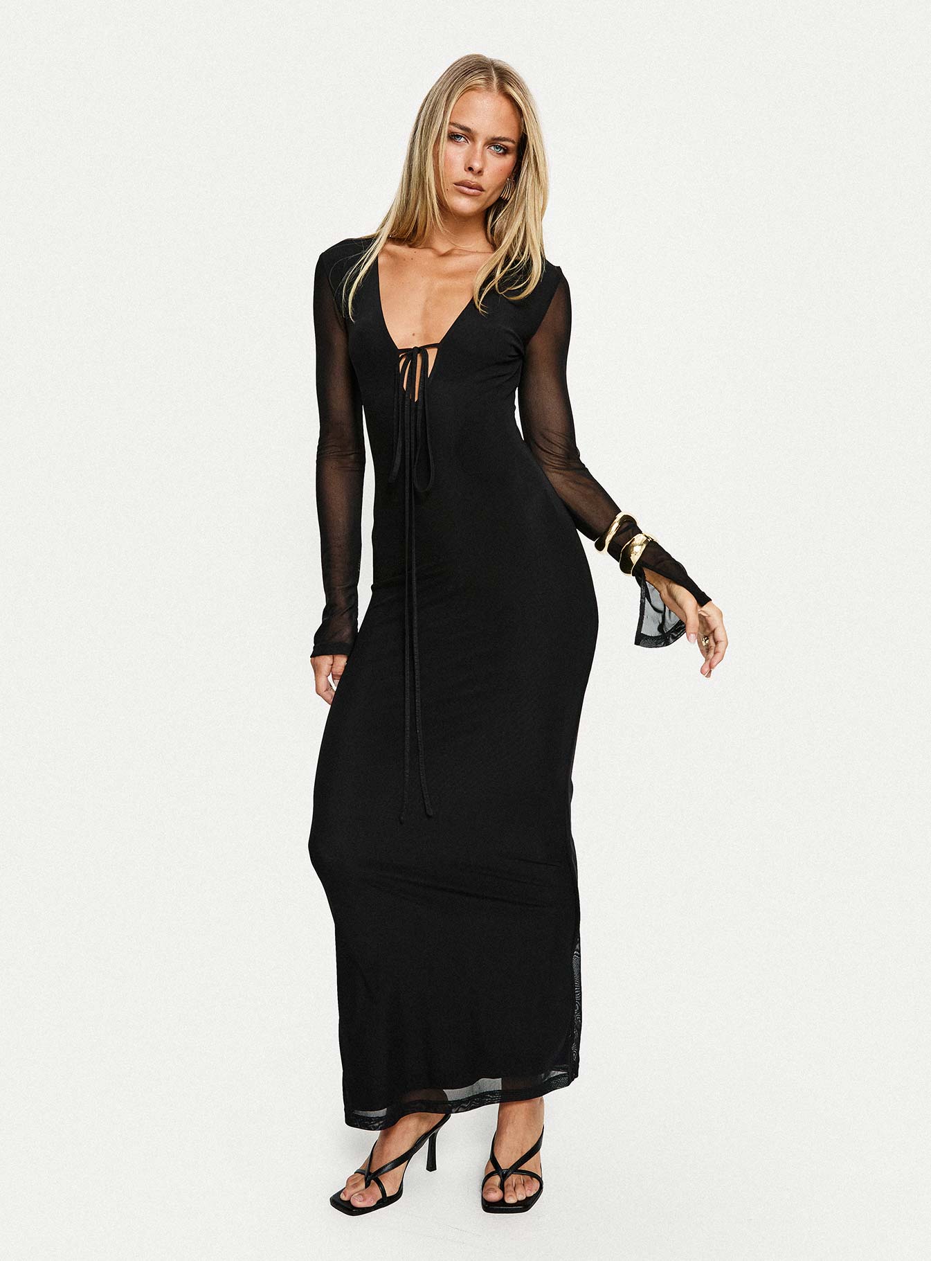 Ariadna Cut Out Long Sleeve Maxi Dress Black - Image 8