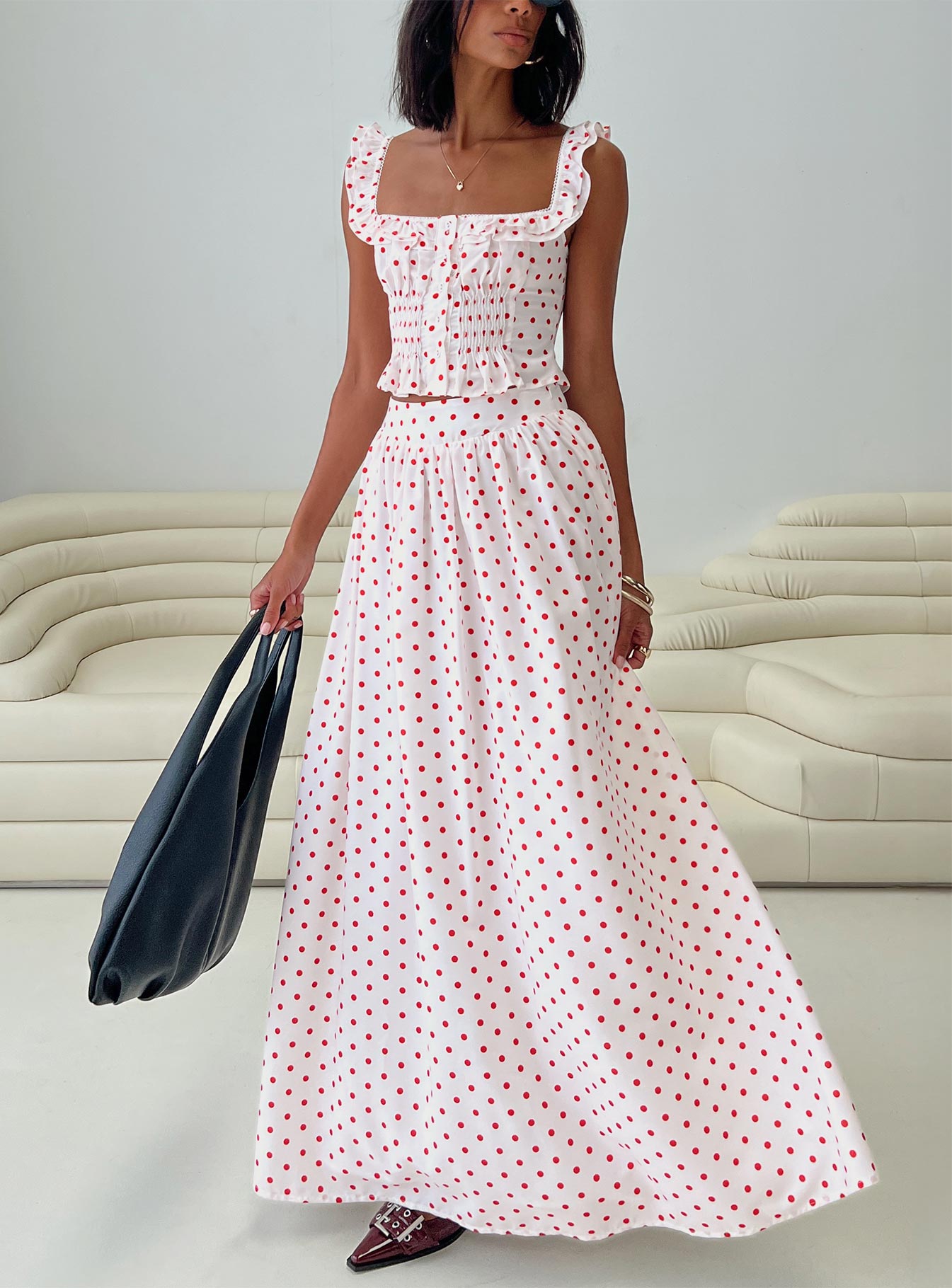 Valerio Maxi Skirt White Red - Image 8