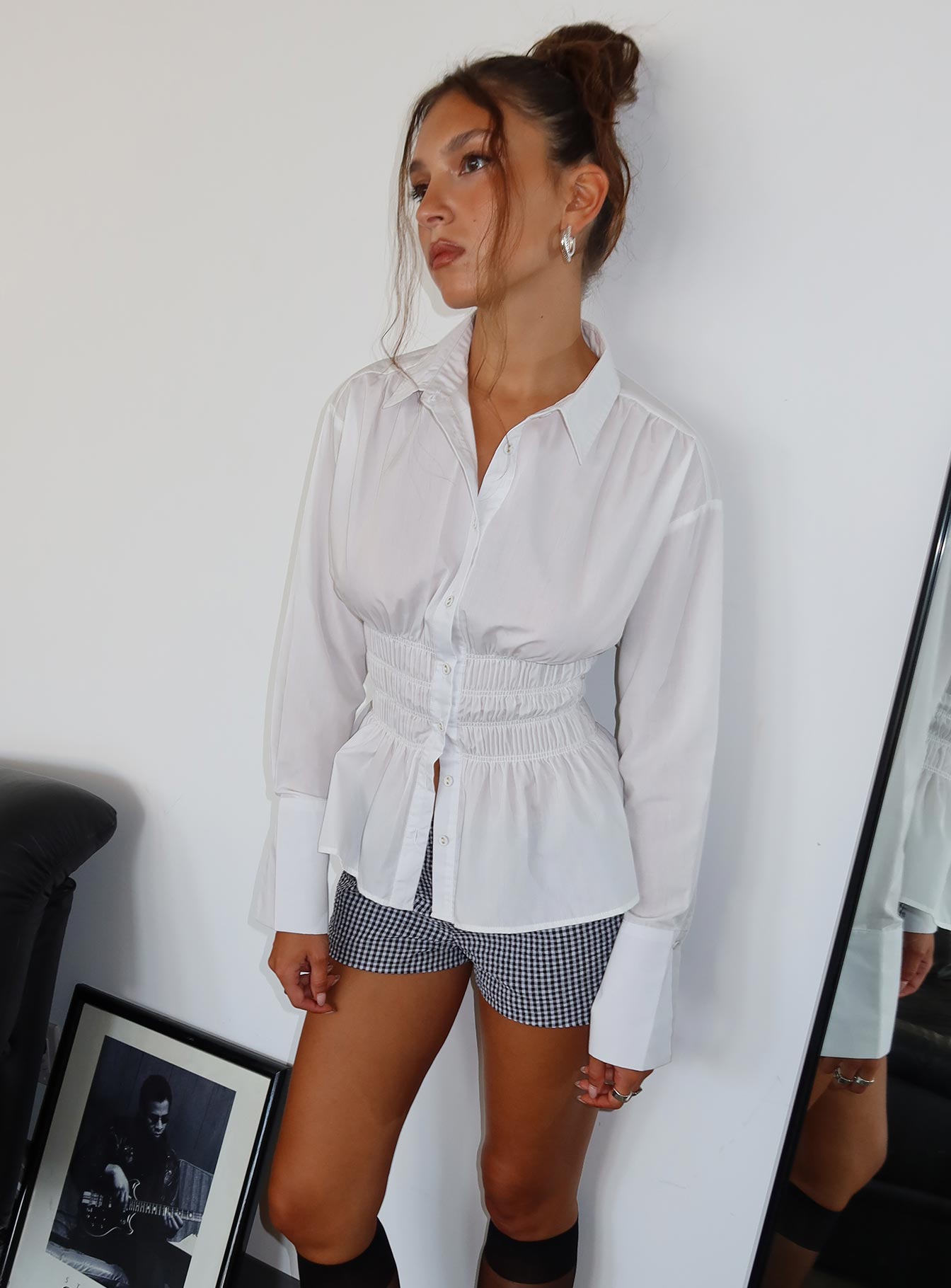 As You Are Shirred Button Up Top White - Image 10