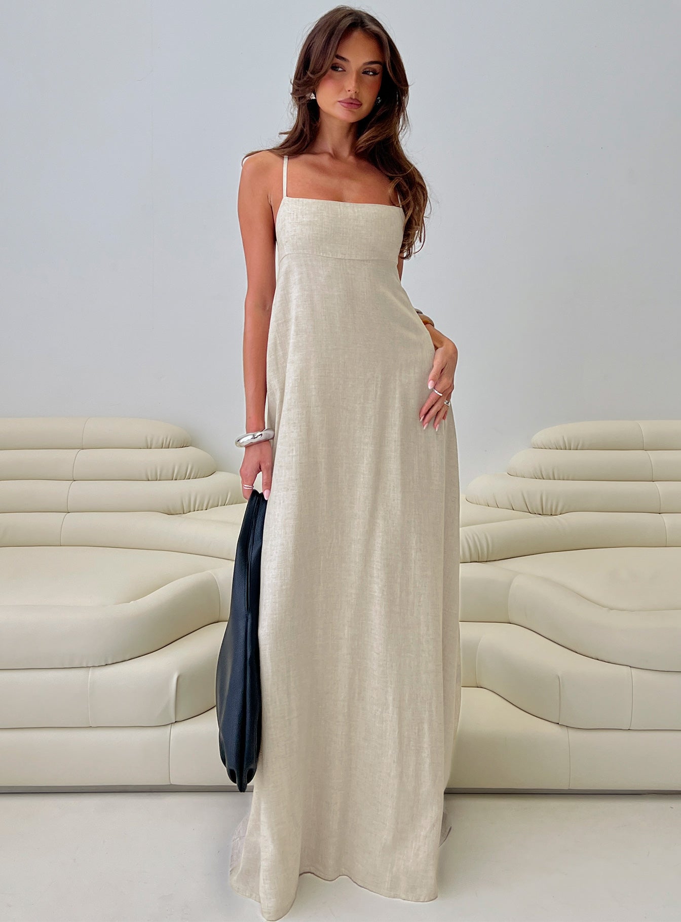 Solie Tie Back Maxi Dress Natural - Image 8