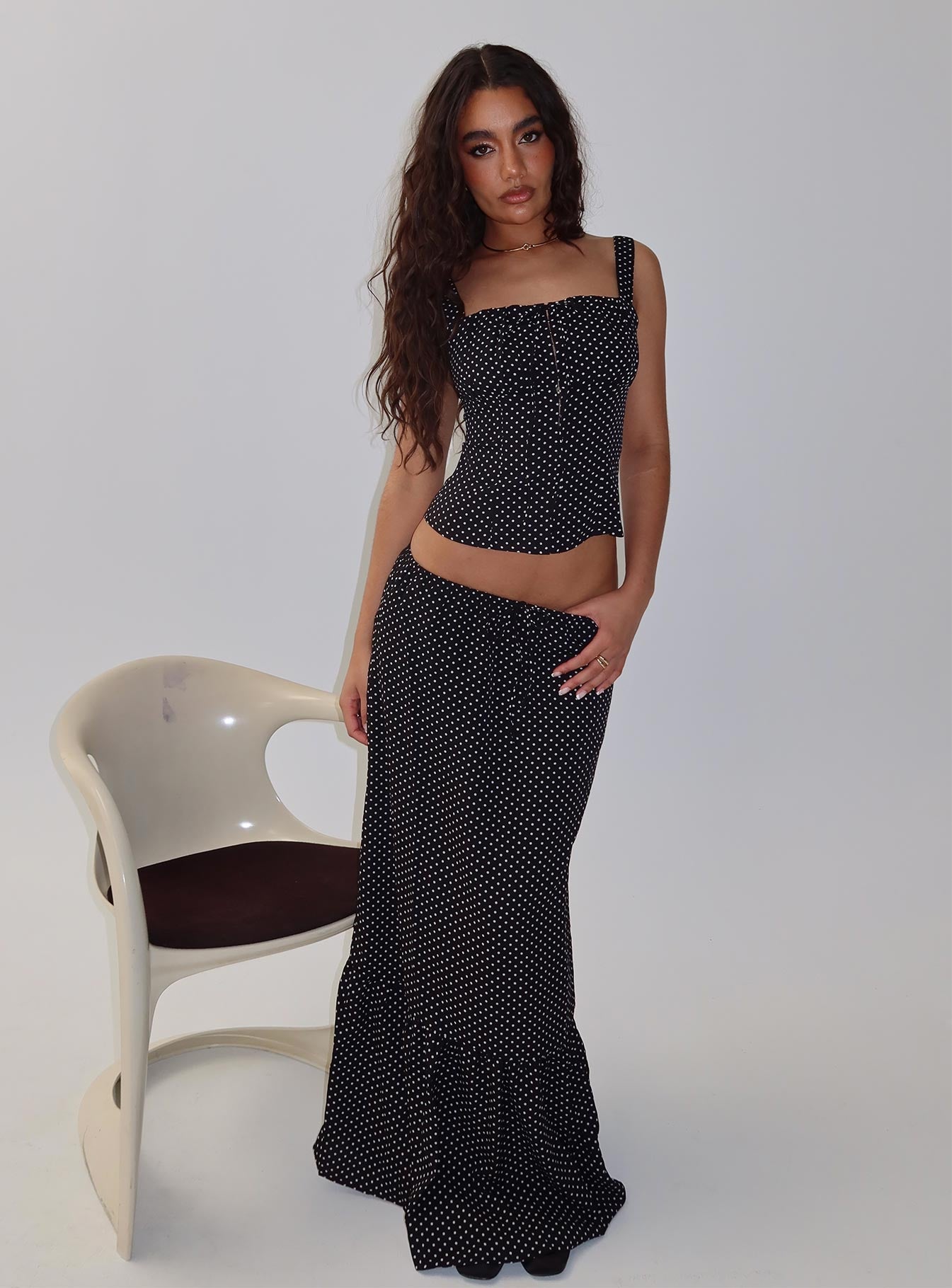 Modern Girl Maxi Skirt Black Polka Dot - Image 8
