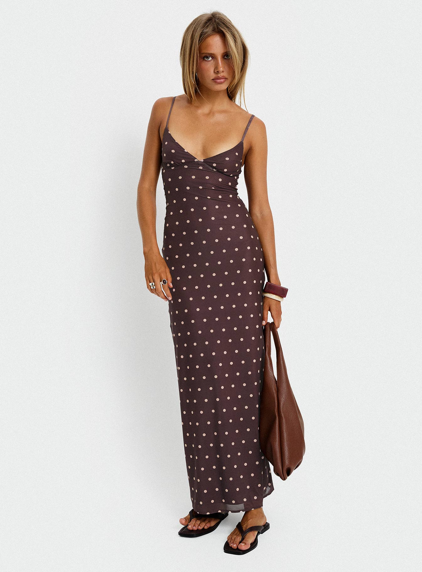 Glass Half Full Mesh Maxi Dress Plum Pink Polka Dot - Image 8