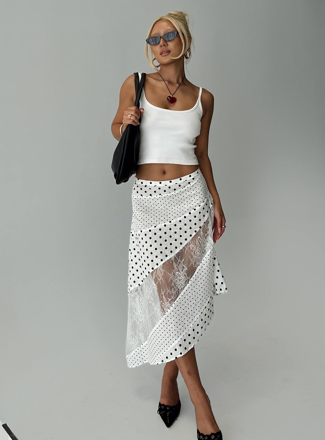 Rennar Maxi Skirt White Polka Dot - Image 8