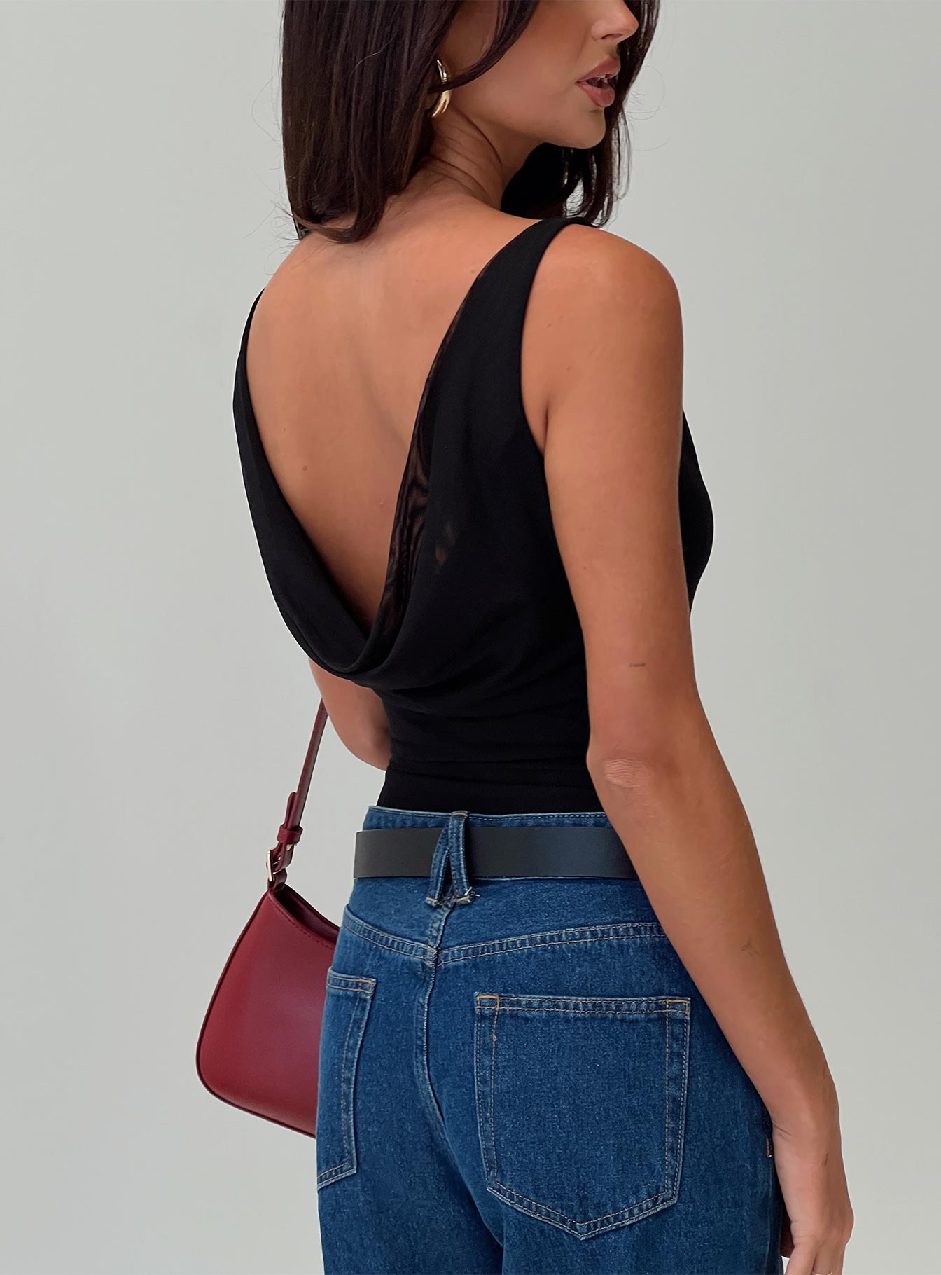 Axton Cowl Neck Bodysuit Black - Image 9