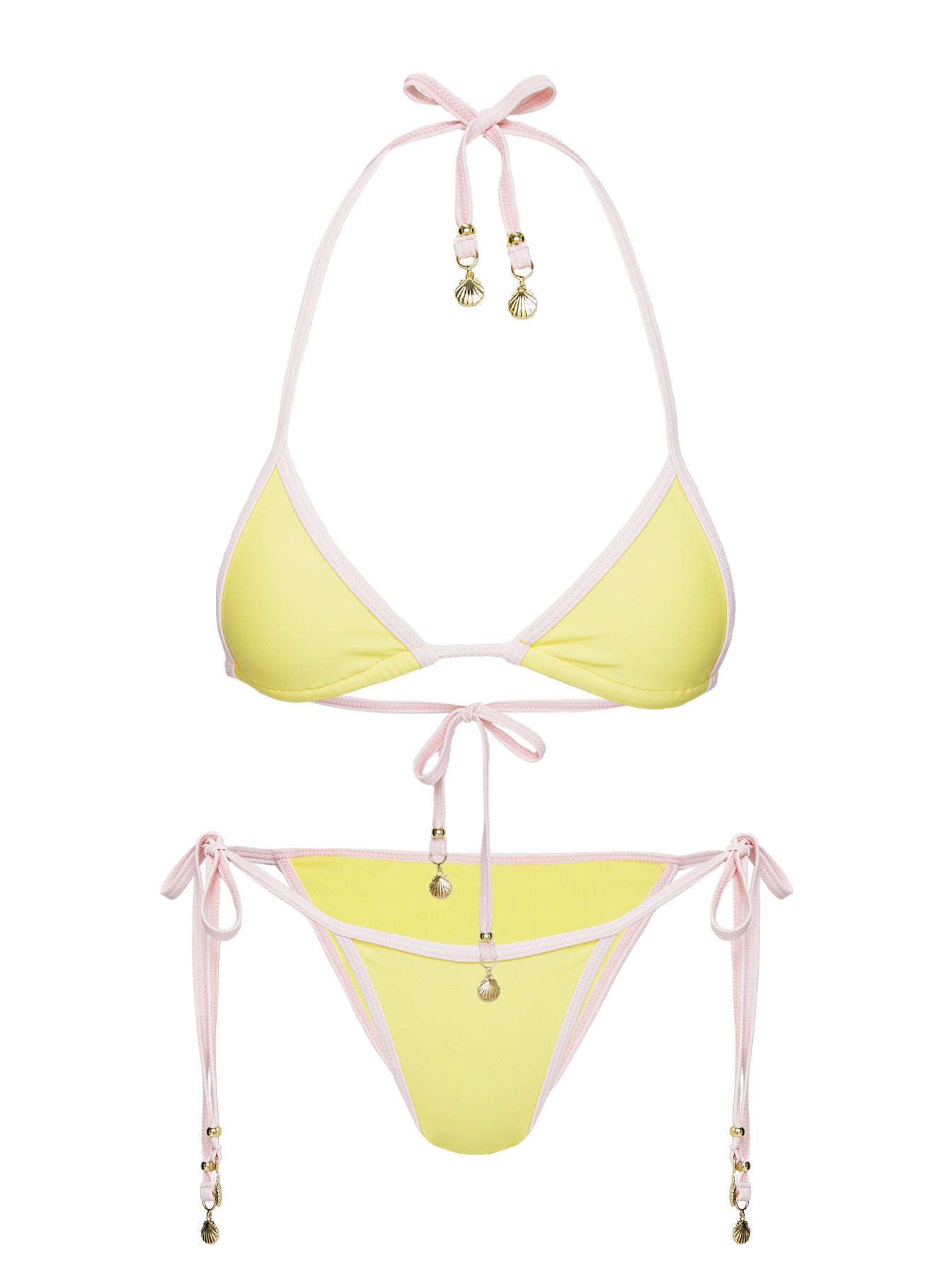 Blaylock Triangle Bikini Top Yellow Pink - Image 5