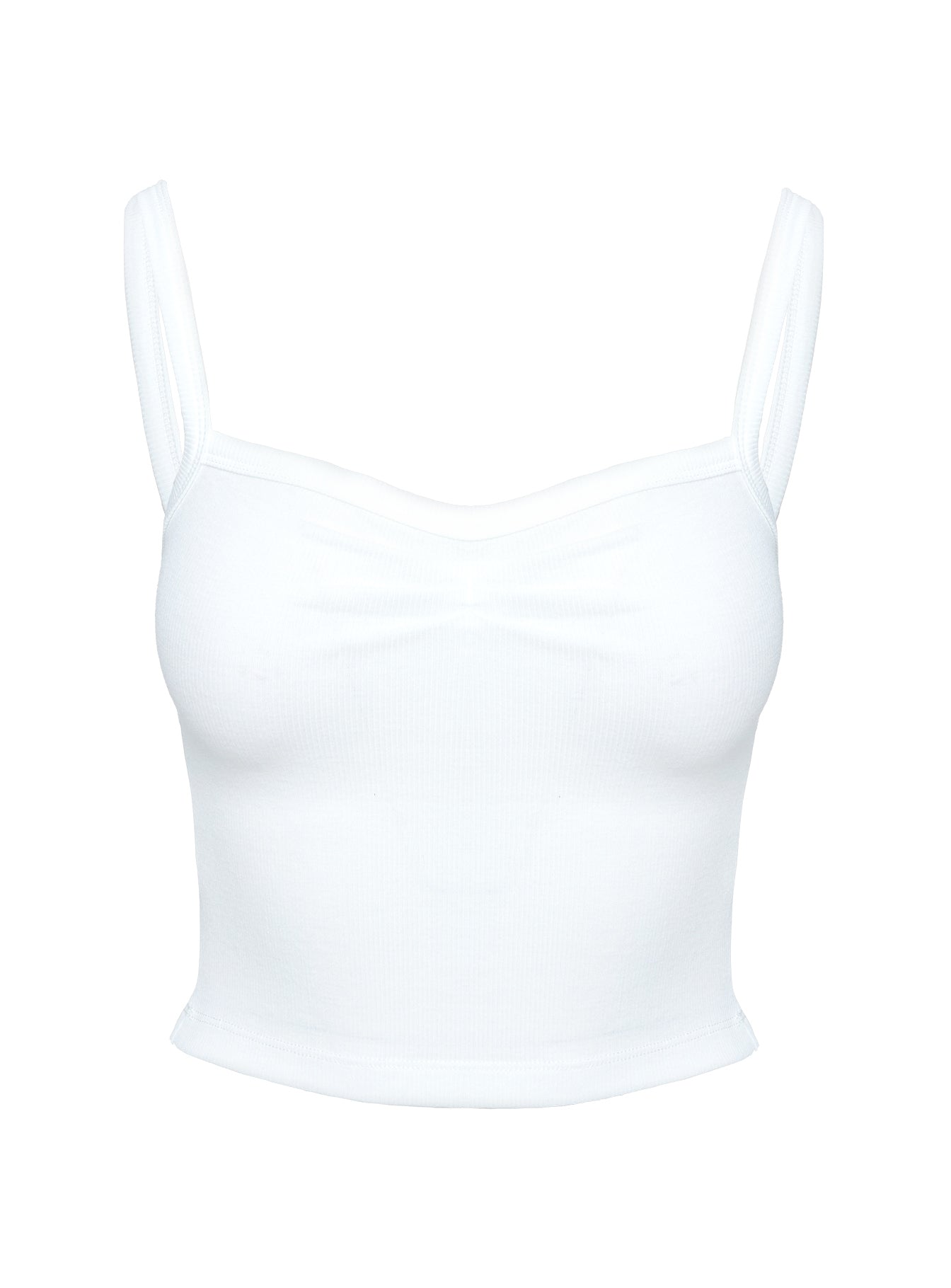 Essentials Ruched Rib Cami Top White - Image 12