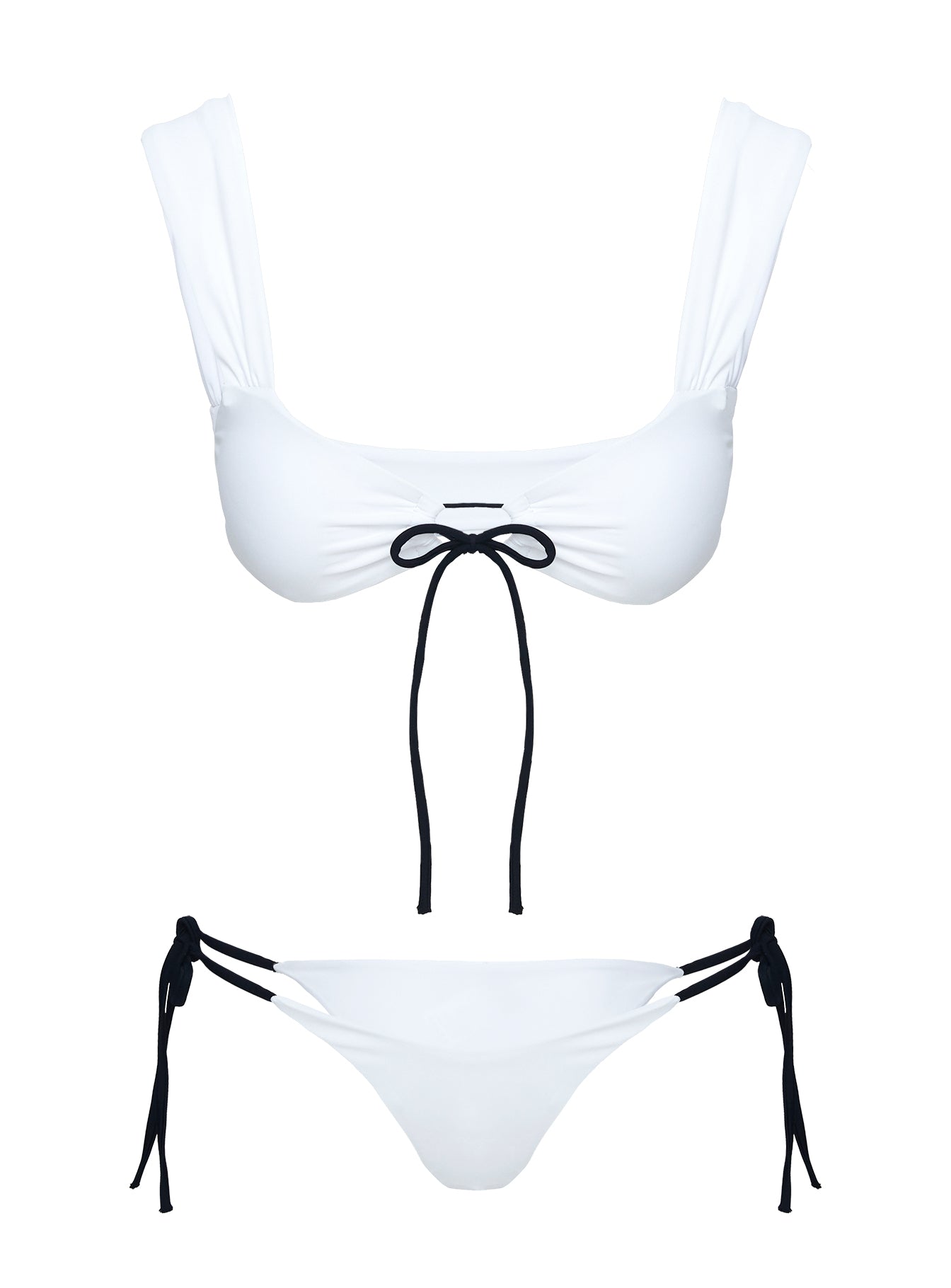 Missie Tie Side Bikini Bottoms White Black - Image 5