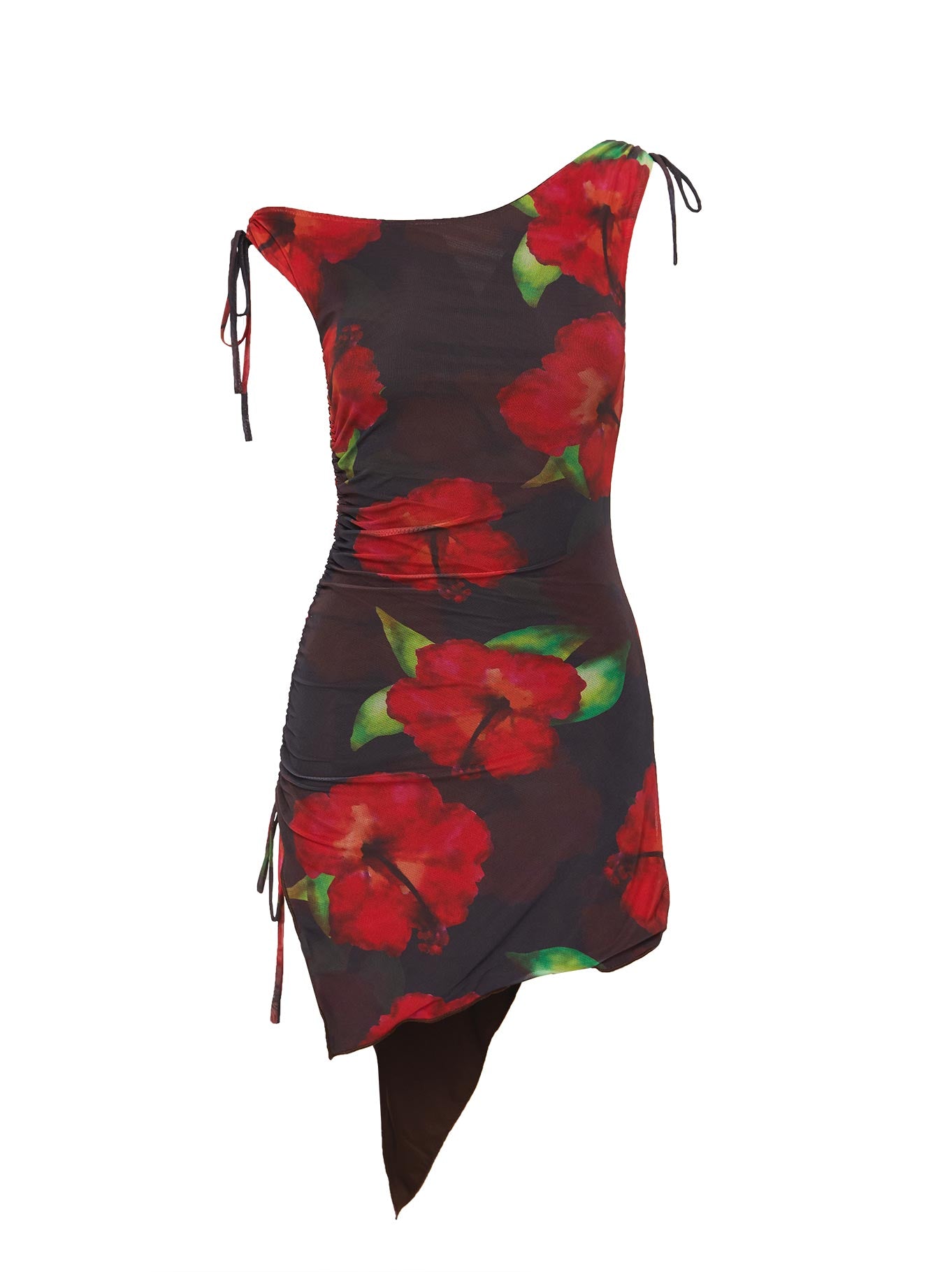 Harmonie One Shoulder Mini Dress Brown Red - Image 11