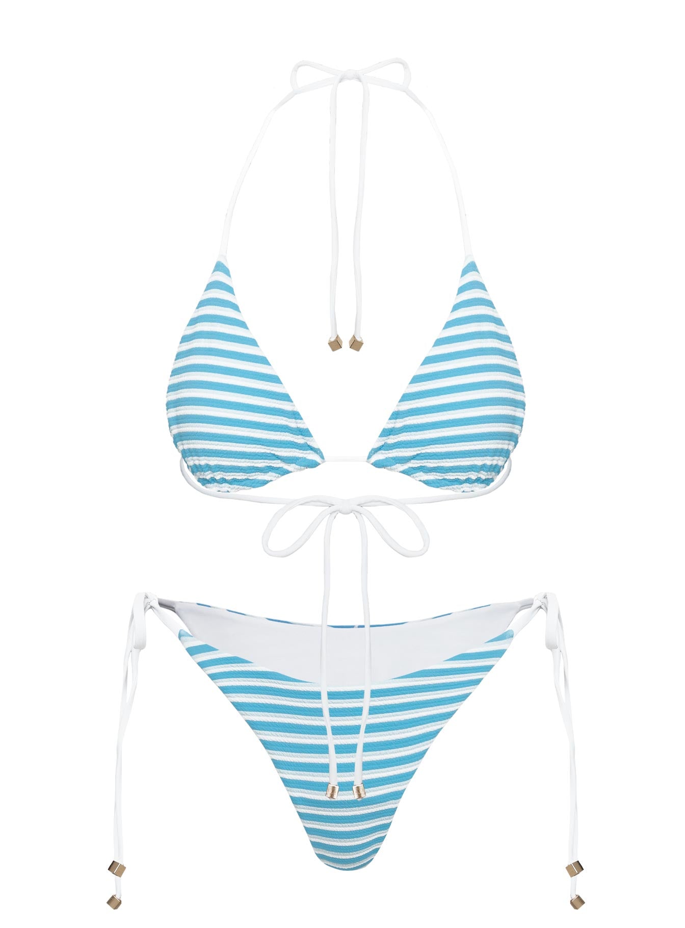 Glora Tie Side Bikini Bottom White Blue White - Image 5