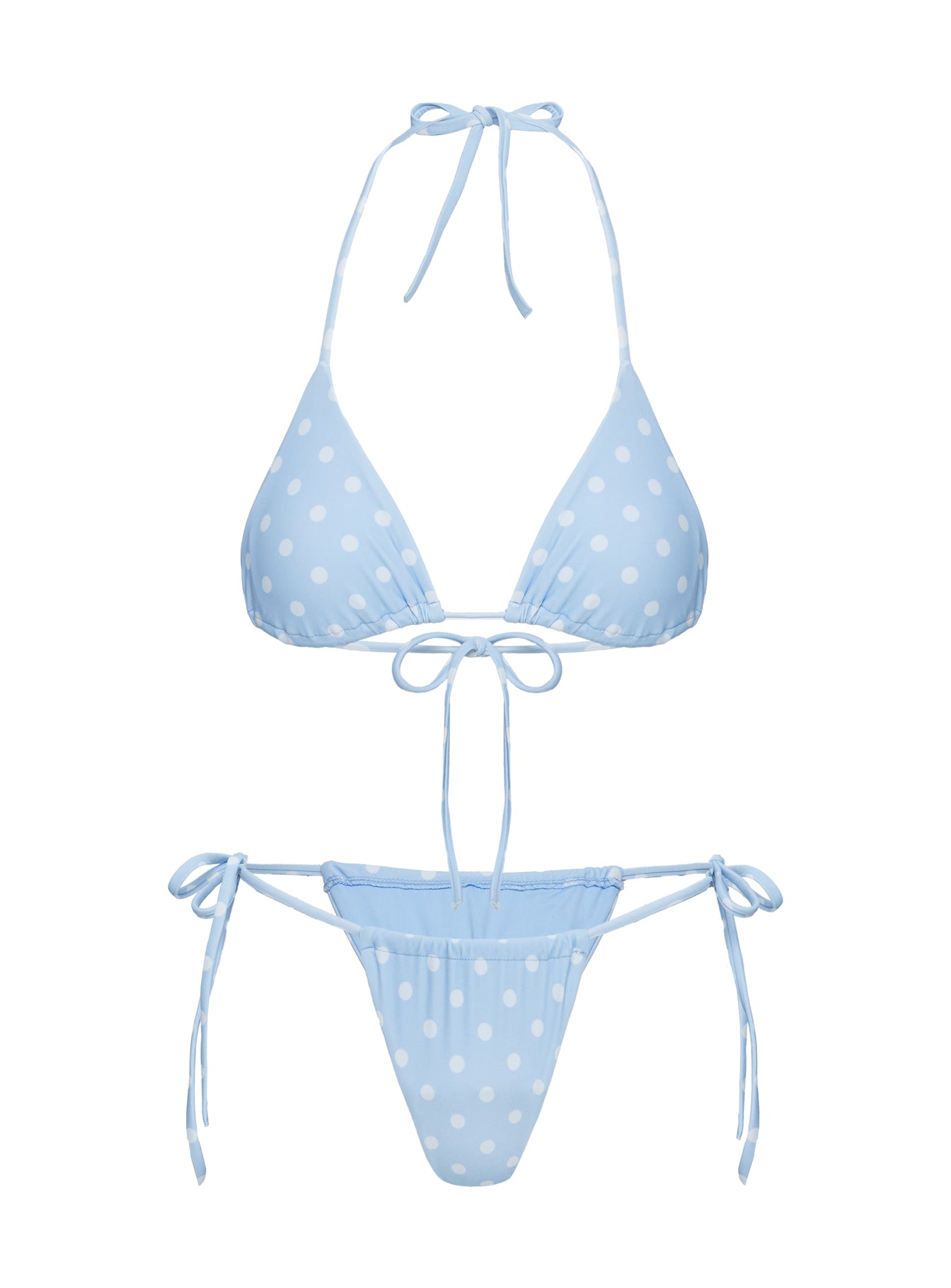 Jenner Tie Side Ruched Bikini Bottom Blue Polka Dot - Image 5