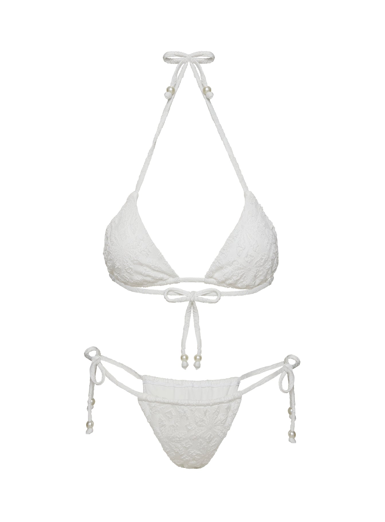 Jenner Tie Side Ruched Bikini Bottom White Flower - Image 5