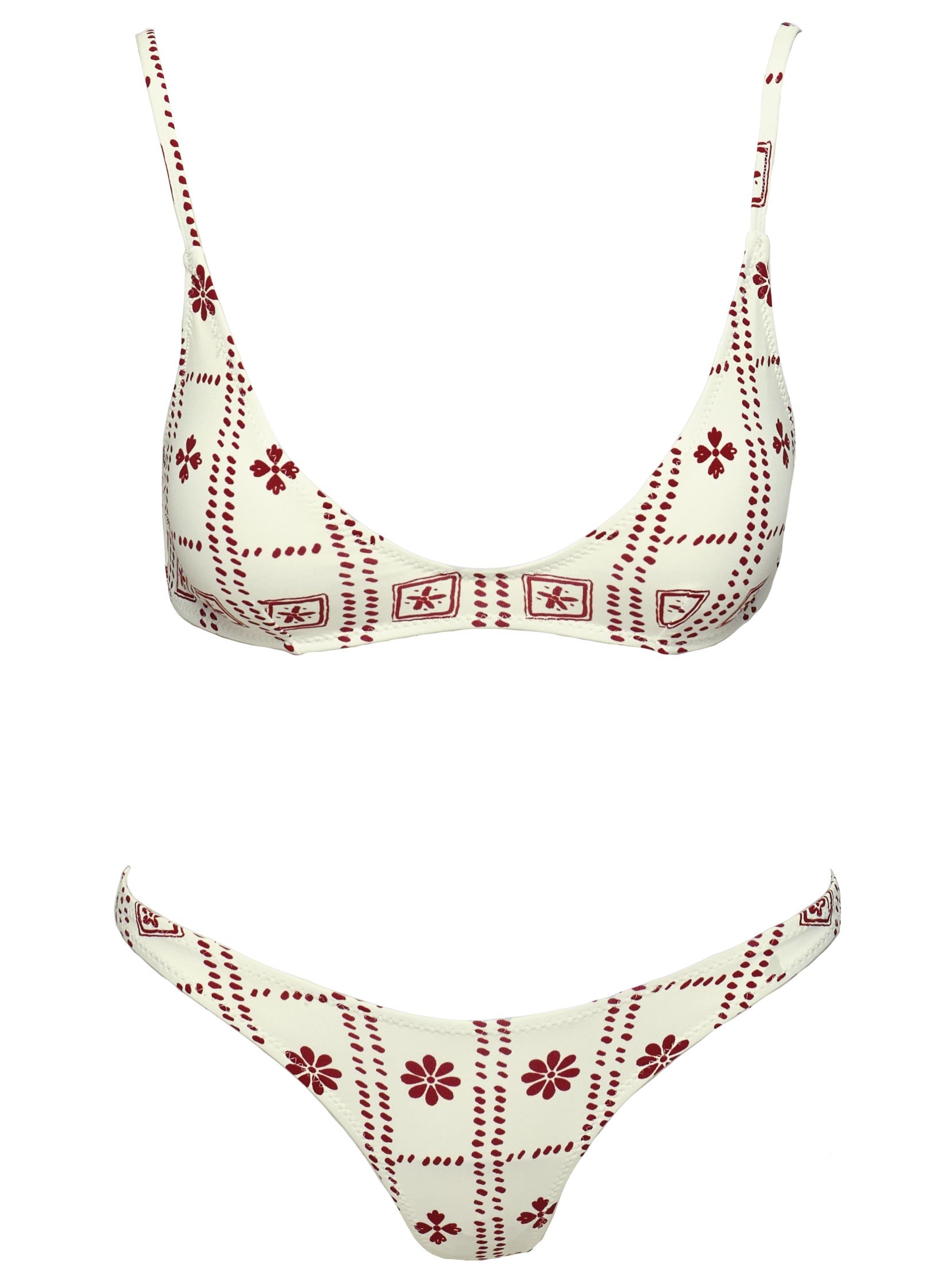 Love Letters High Cut Cheeky Bikini Bottoms White Red - Image 5