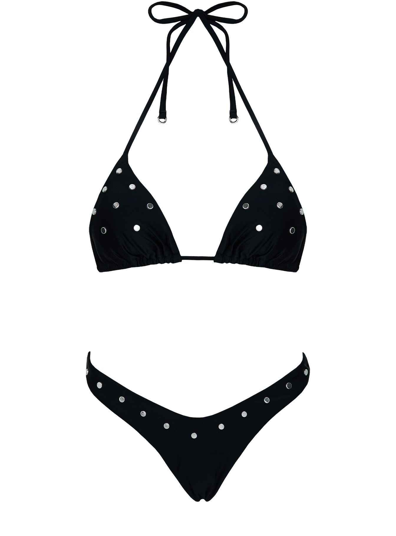 Ellie High Cut Studded Bikini Bottoms Black - Image 5