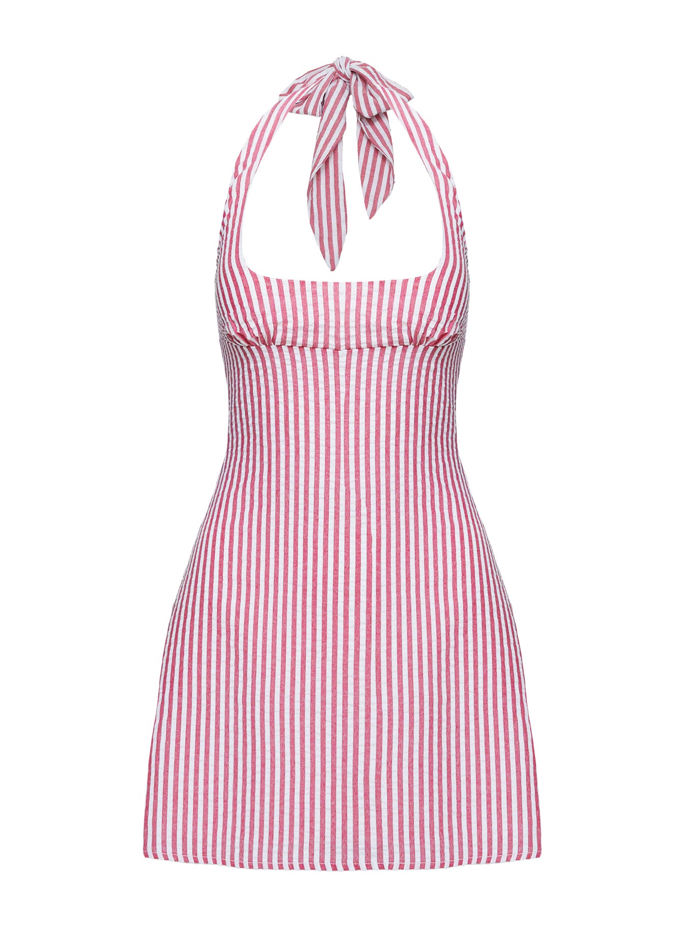 Kalico Halter Mini Dress Red White Stripe - Image 5