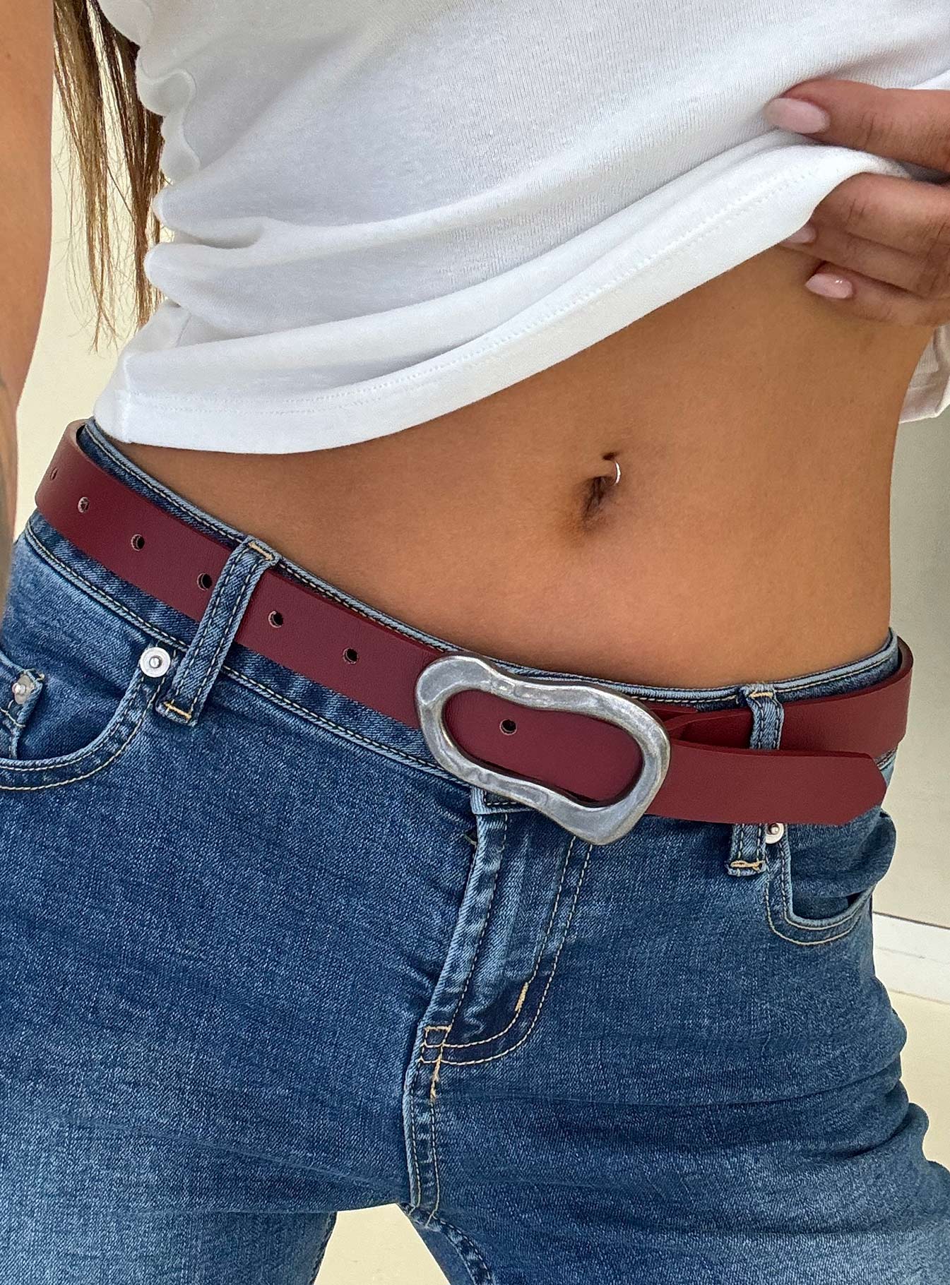 Leto Belt Burgundy  Silver