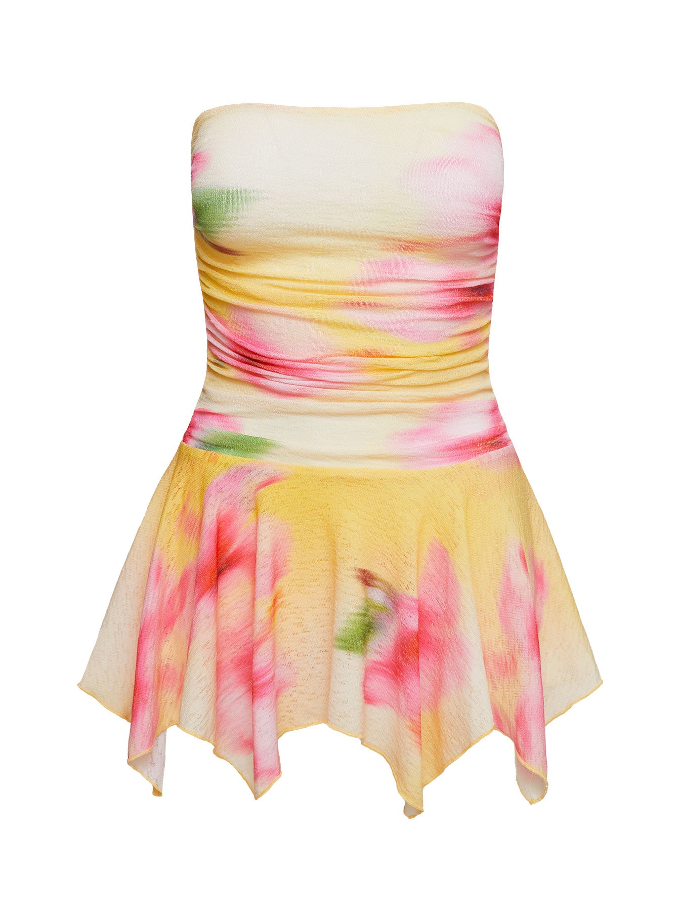 Minxie Strapless Playsuit Yellow Pink Petite - Image 5
