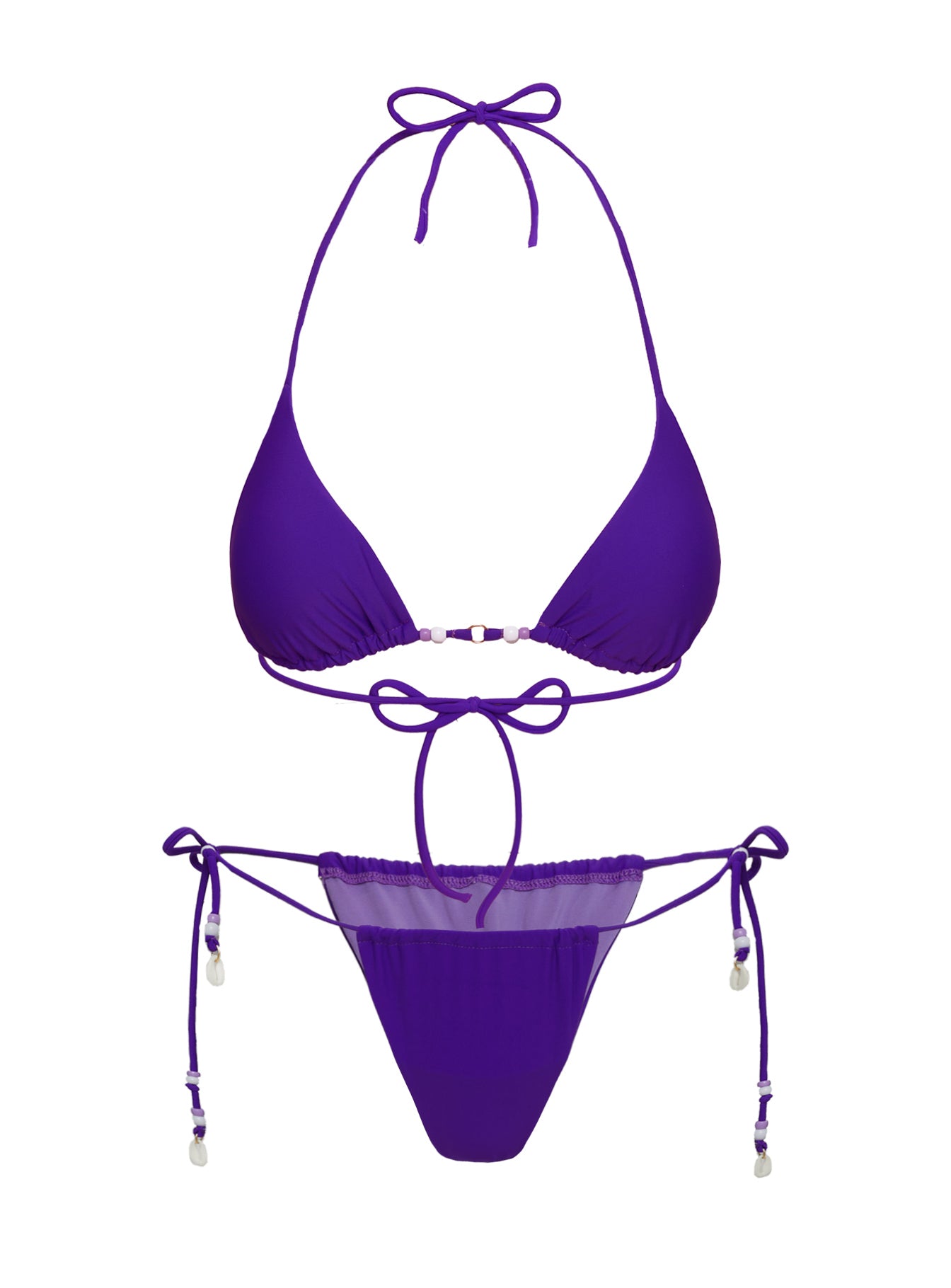 On Island Time String Bead Detail Bikini Bottoms Purple - Image 5
