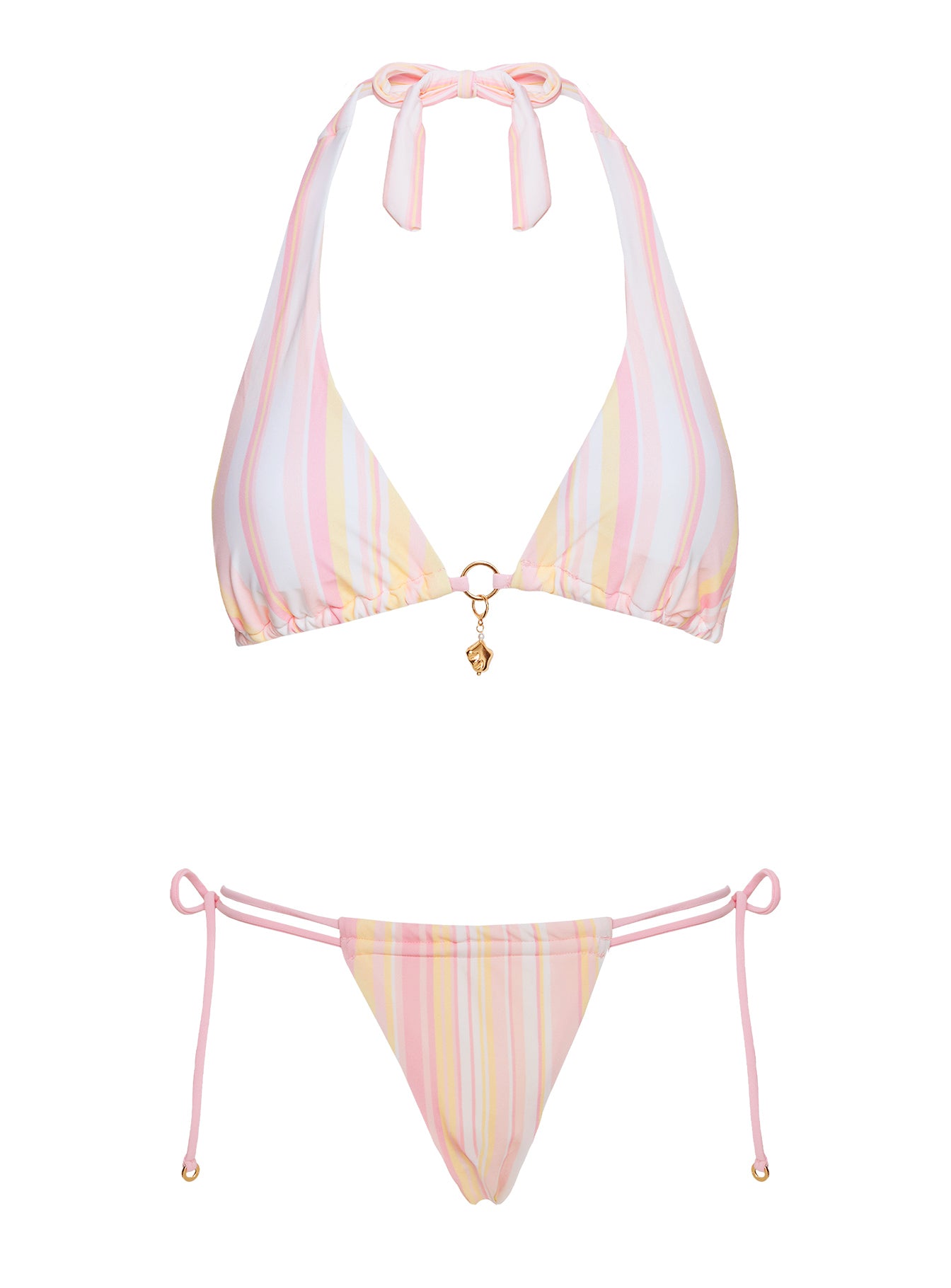 Rissa Scrunch Tie Side Bikini Bottoms Pink Stripe - Image 5