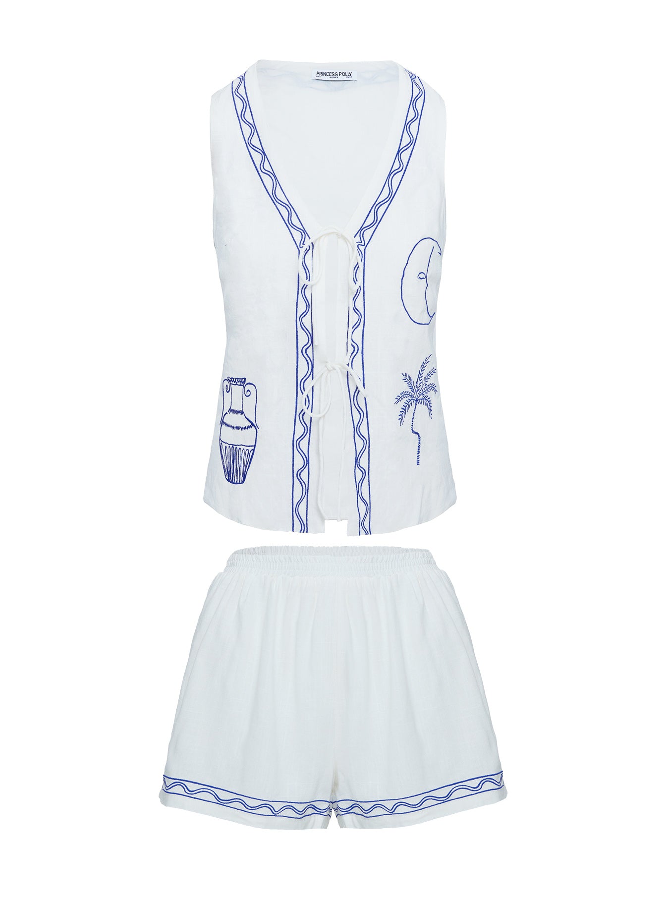 Sun And Palm Trees Vest Set White Blue - Image 12