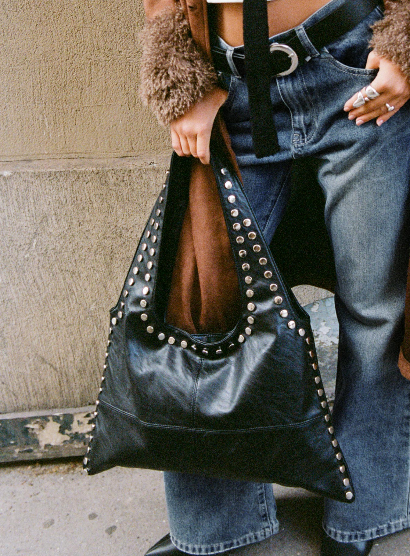Tell The Truth Studded Bag Black Silver - Image 9