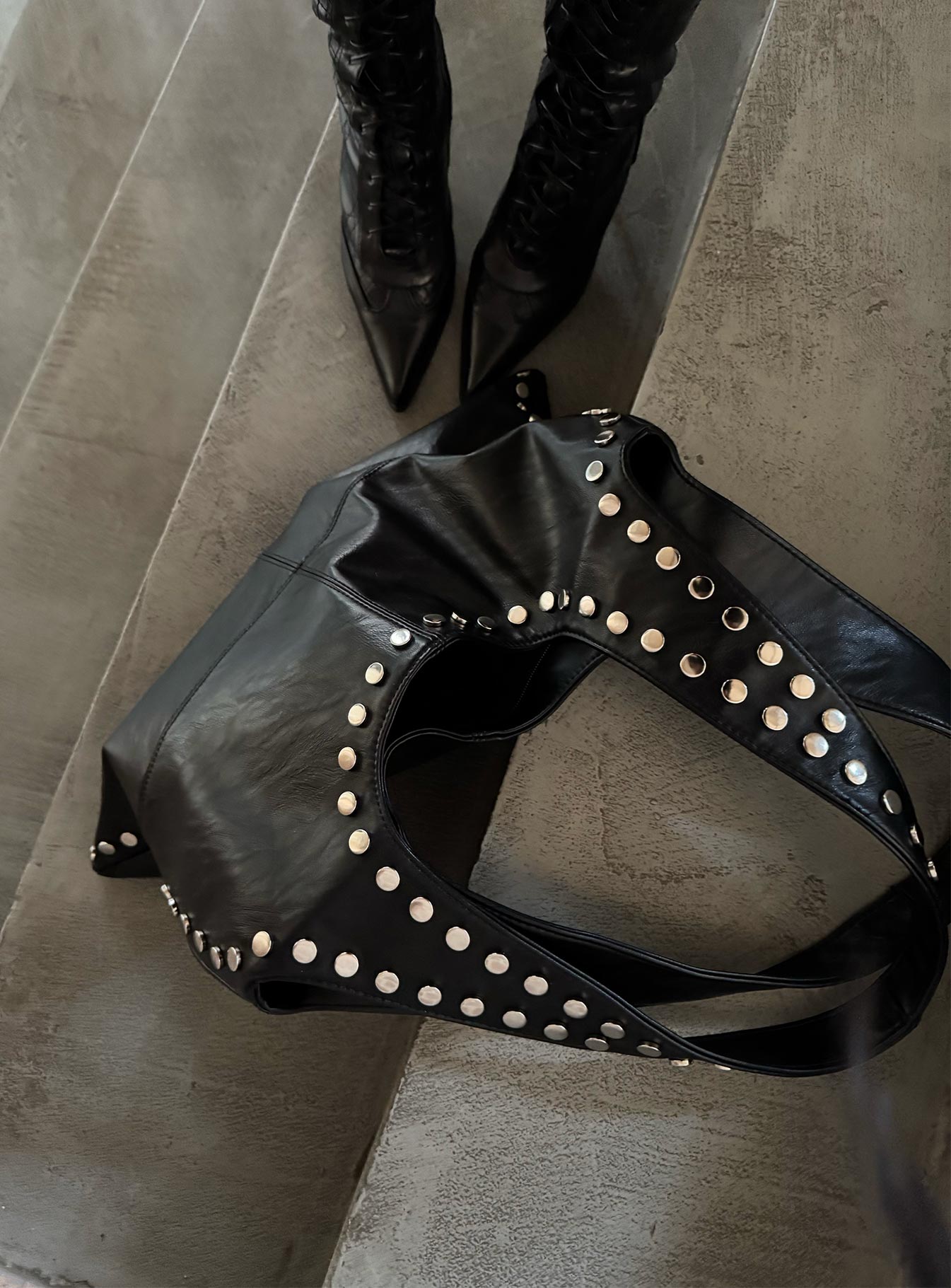 Tell The Truth Studded Bag Black Silver - Image 11
