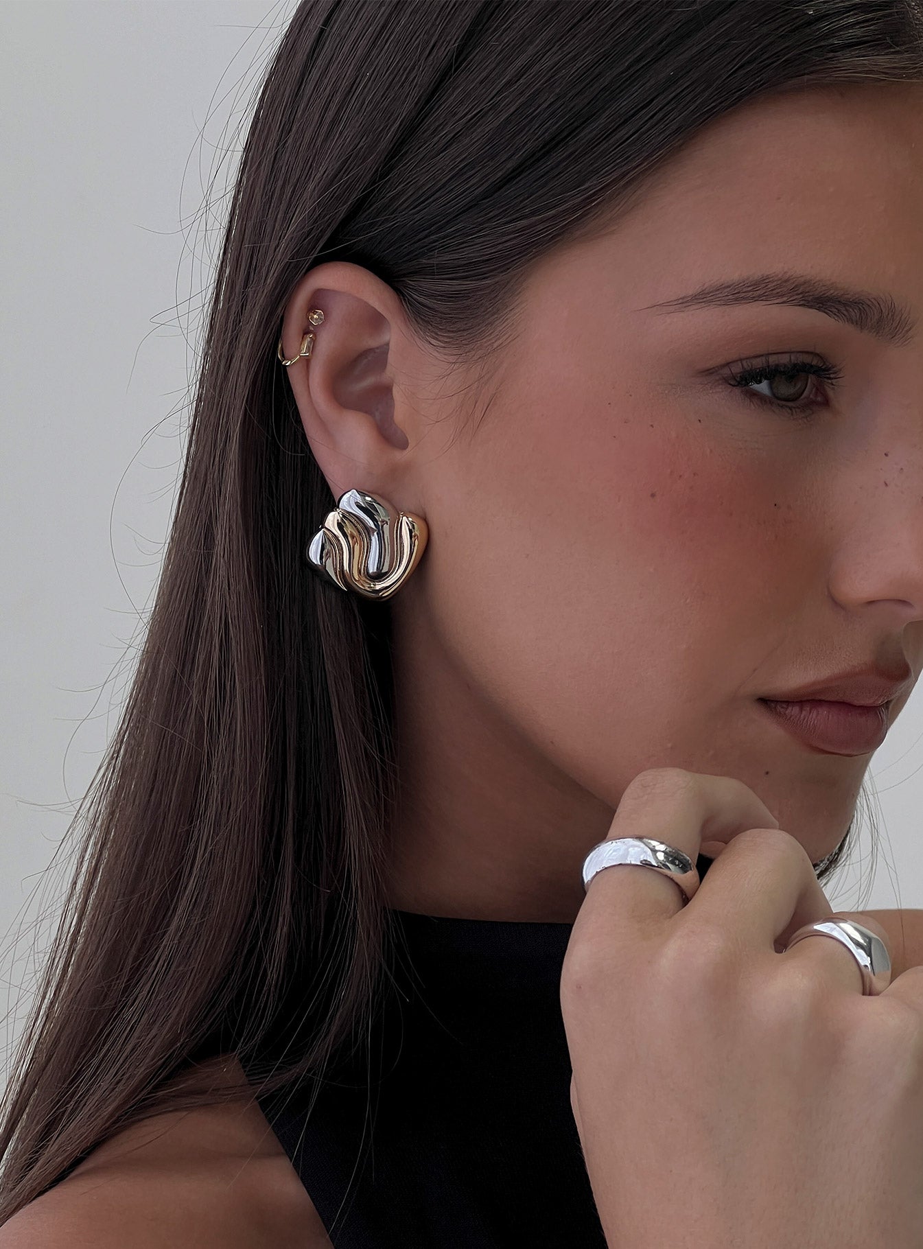 Heavenly Dream Square Earrings Gold  Silver